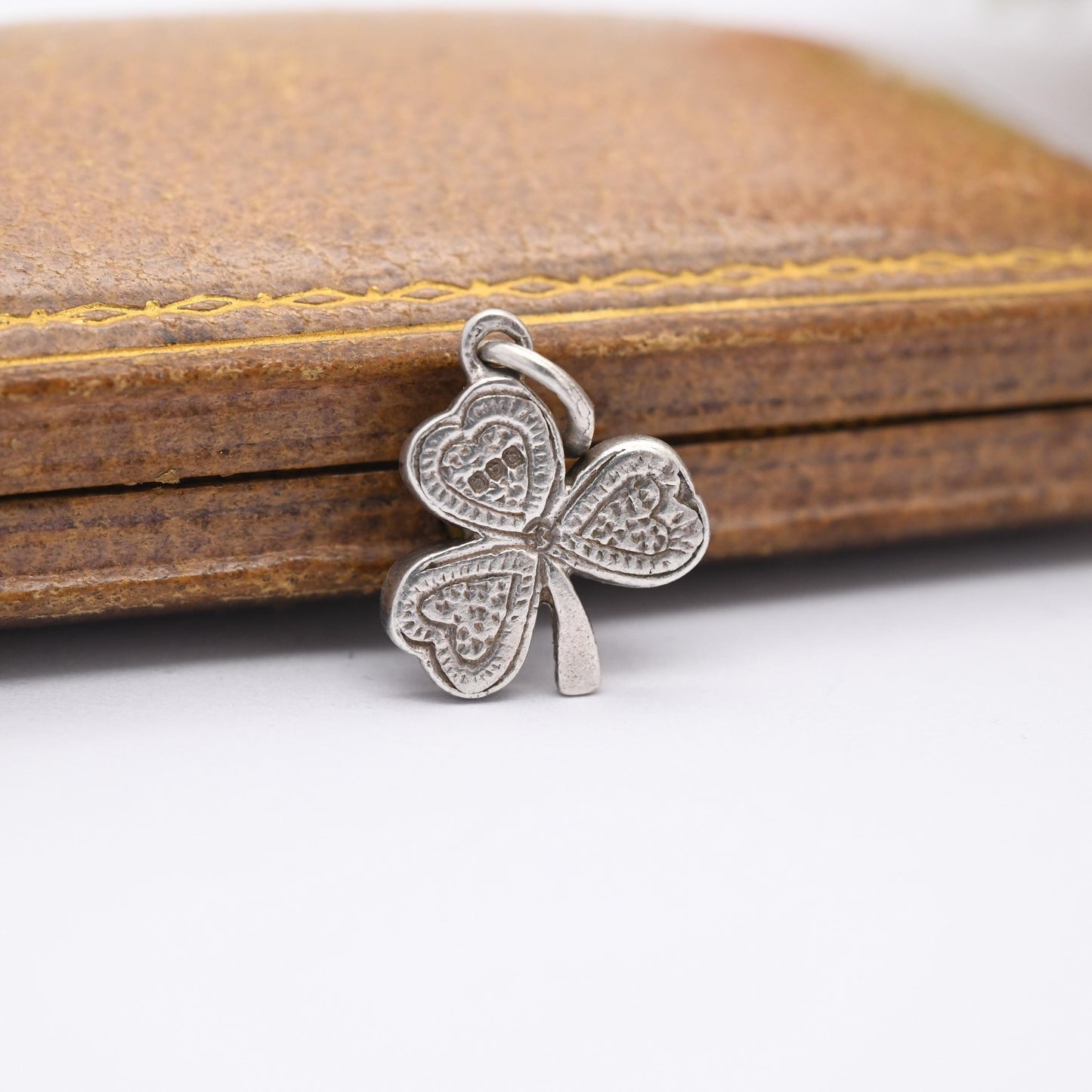 Vintage Sterling Silver Connemara Marble Shamrock Charm Pendant 1969 - Three Leaf Clover | Irish | Ireland | Gift for Charm Bracelet