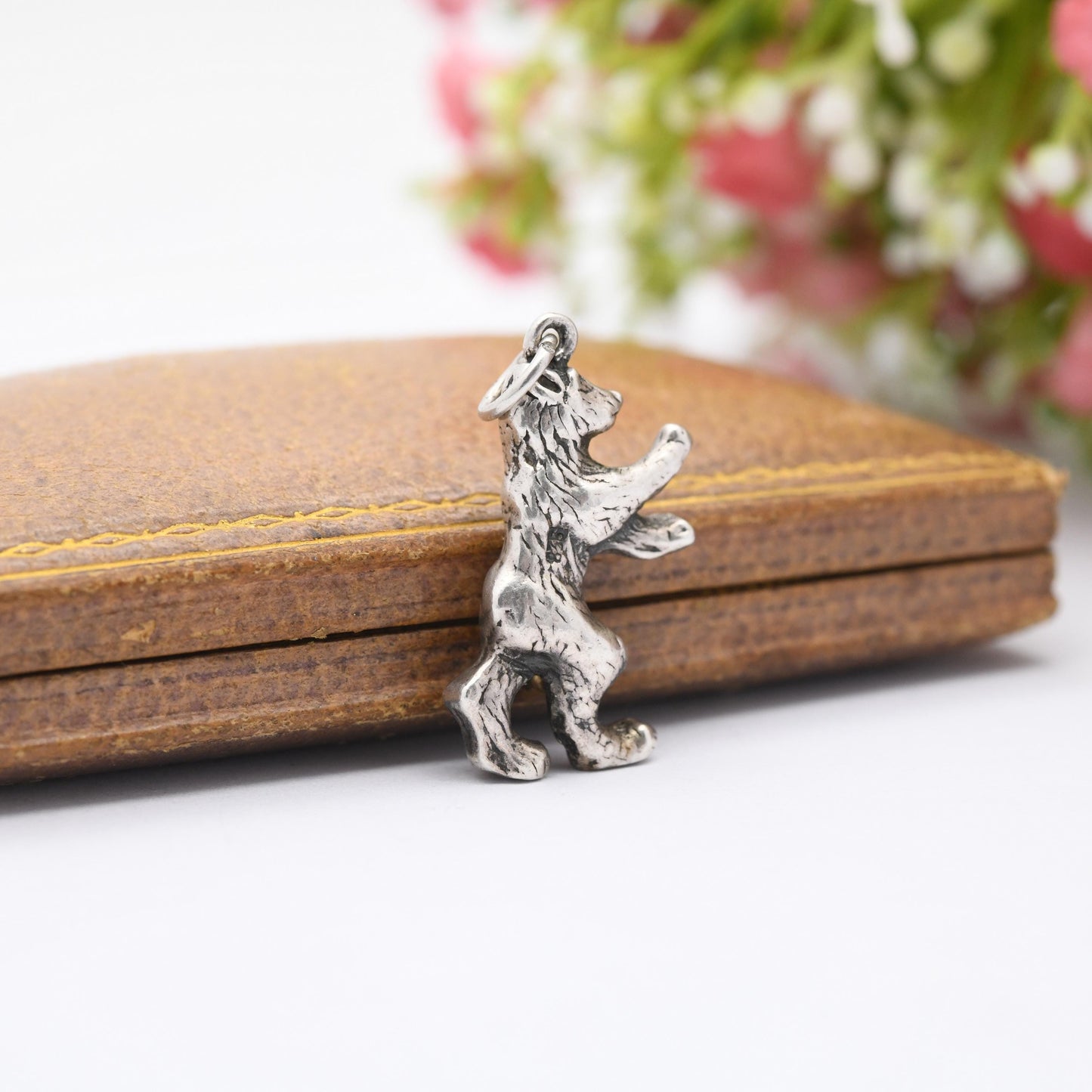 Vintage Sterling Silver Bear Charm Pendant - Cool Animal | Nature Lover Gift | European American Bear | Gift for Charm Bracelet