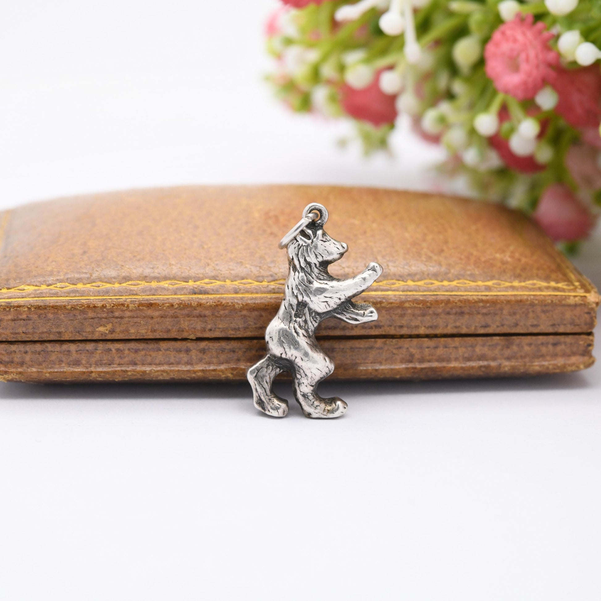 Vintage Sterling Silver Bear Charm Pendant - Cool Animal | Nature Lover Gift | European American Bear | Gift for Charm Bracelet
