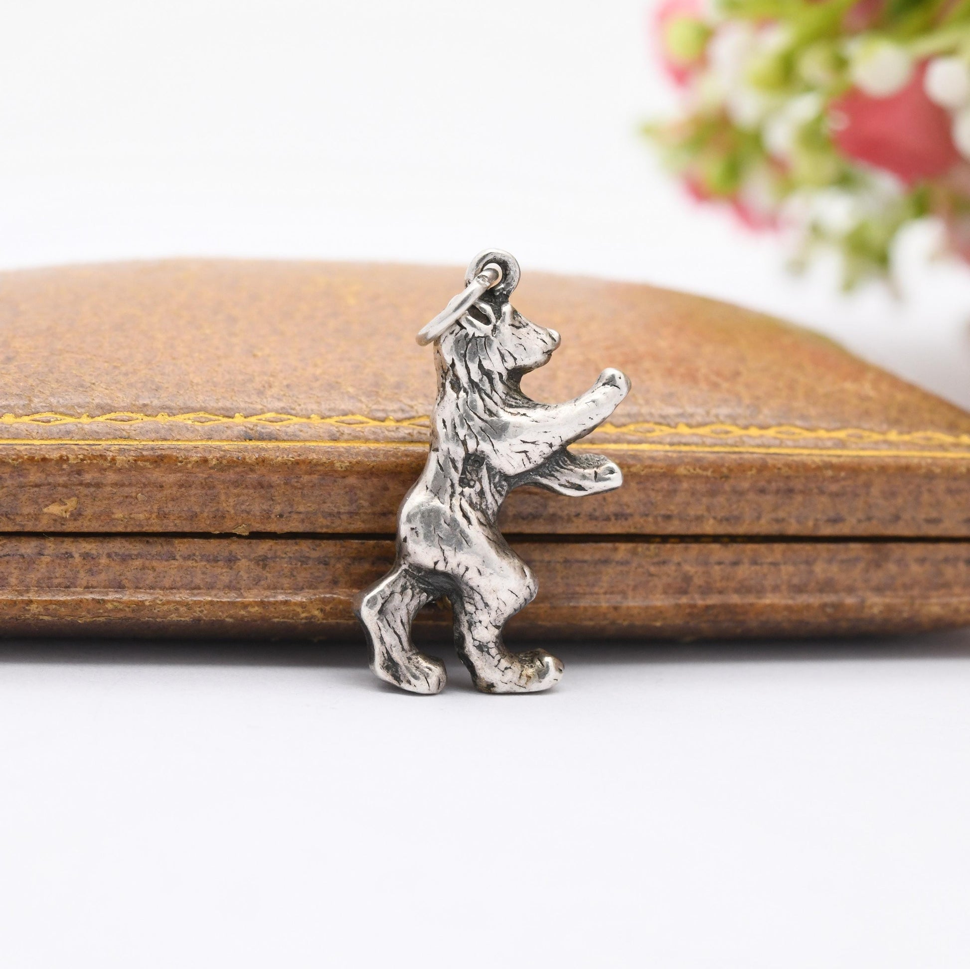 Vintage Sterling Silver Bear Charm Pendant - Cool Animal | Nature Lover Gift | European American Bear | Gift for Charm Bracelet