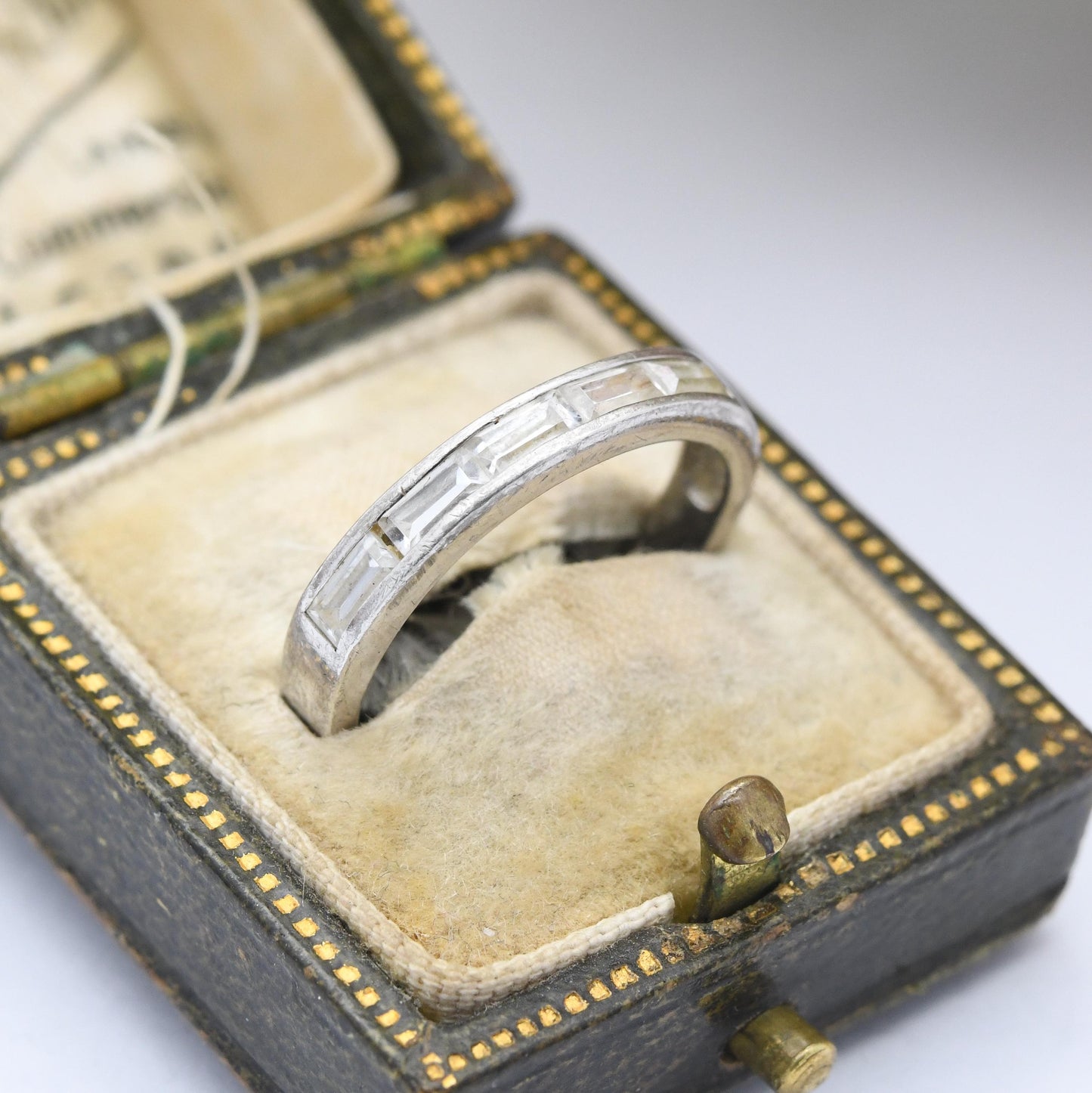 Vintage Silver Clear Stone Half Eternity Band Ring - Channel Setting | UK Size - L 1/2 | US Size - 6 1/4