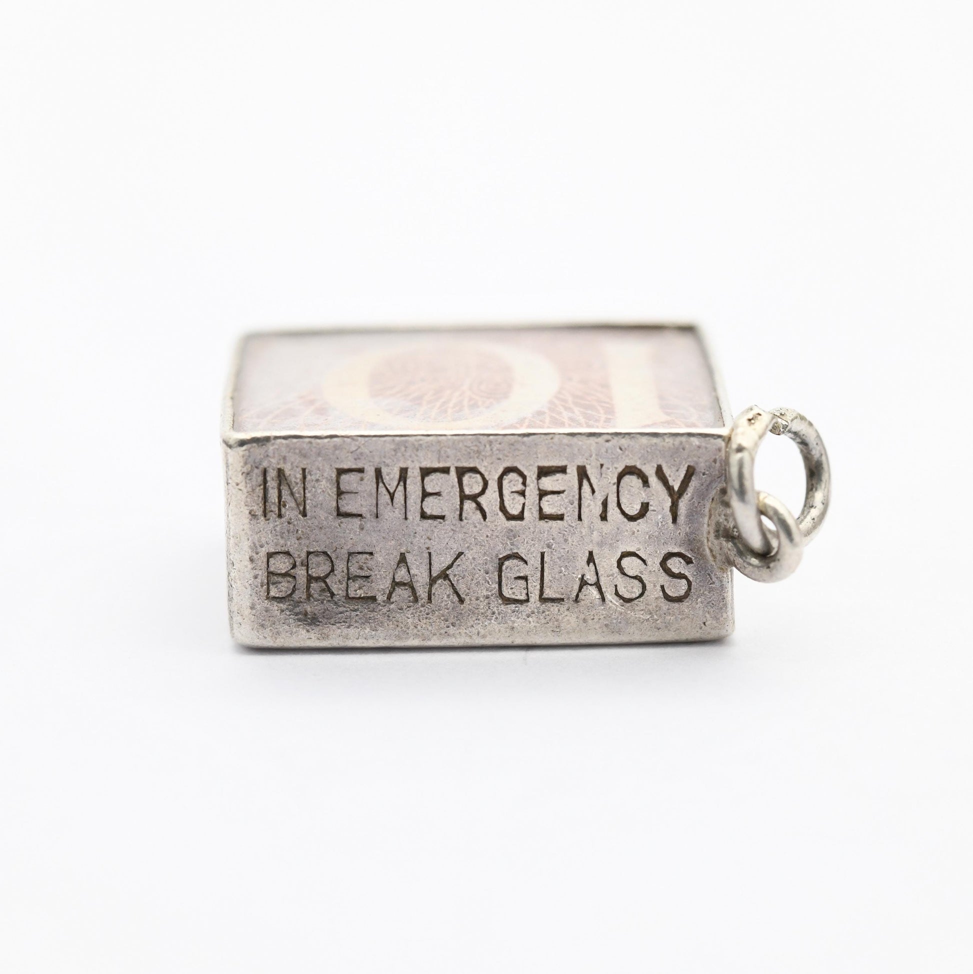 Vintage Sterling Silver Old British Ten Shilling Note in Emergency Case Charm Pendant - Emergency Savings | Souvenir Gift for Charm Bracelet