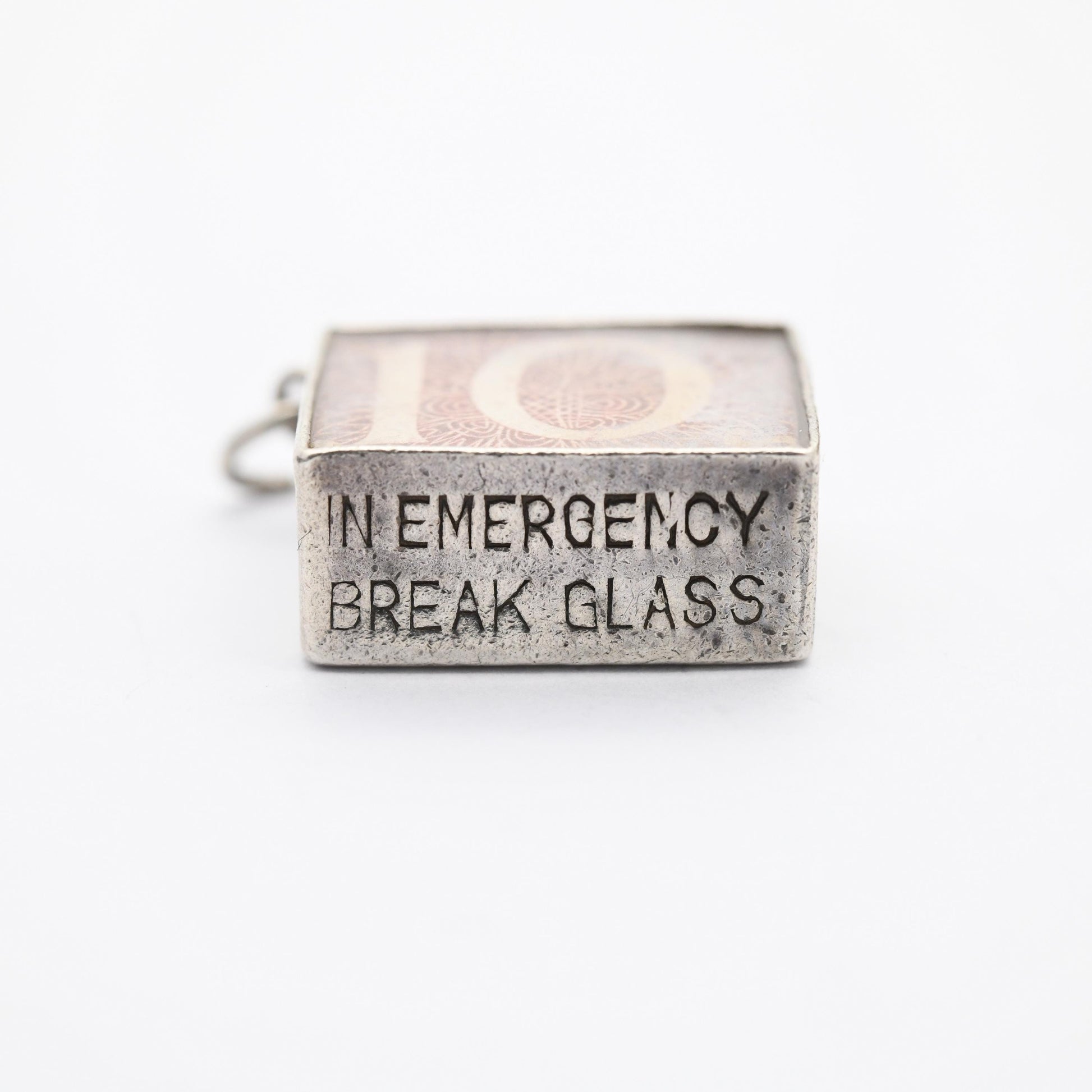 Vintage Sterling Silver Old British Ten Shilling Note in Emergency Case Charm Pendant - Emergency Savings | Souvenir Gift for Charm Bracelet