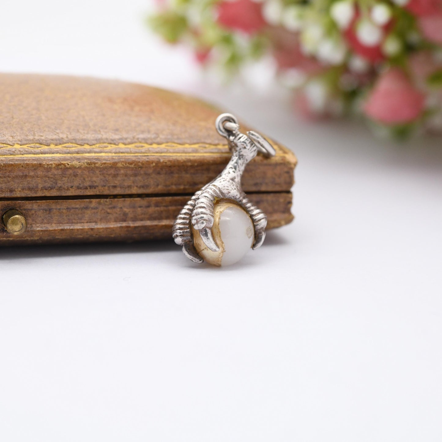 Sterling Silver Bird Claw Holding a Faux Pearl Pendant Charm - Animal | Eagle Charm | Gift for Charm Bracelet Necklace Stack
