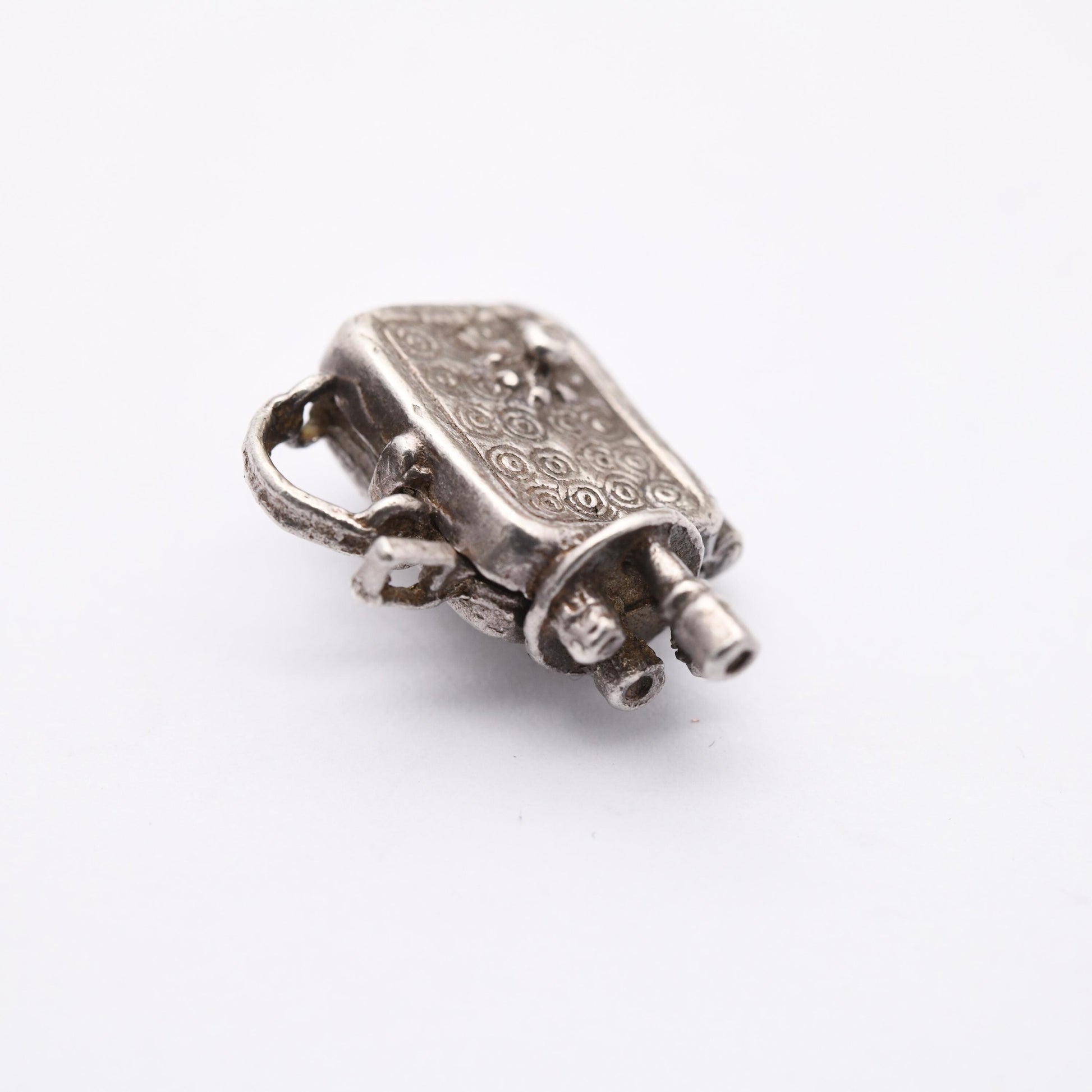 Vintage Silver Opening Film Camera Charm Pendant - Sunbathing Lady | Humorous Message | Gift for Charm Bracelet