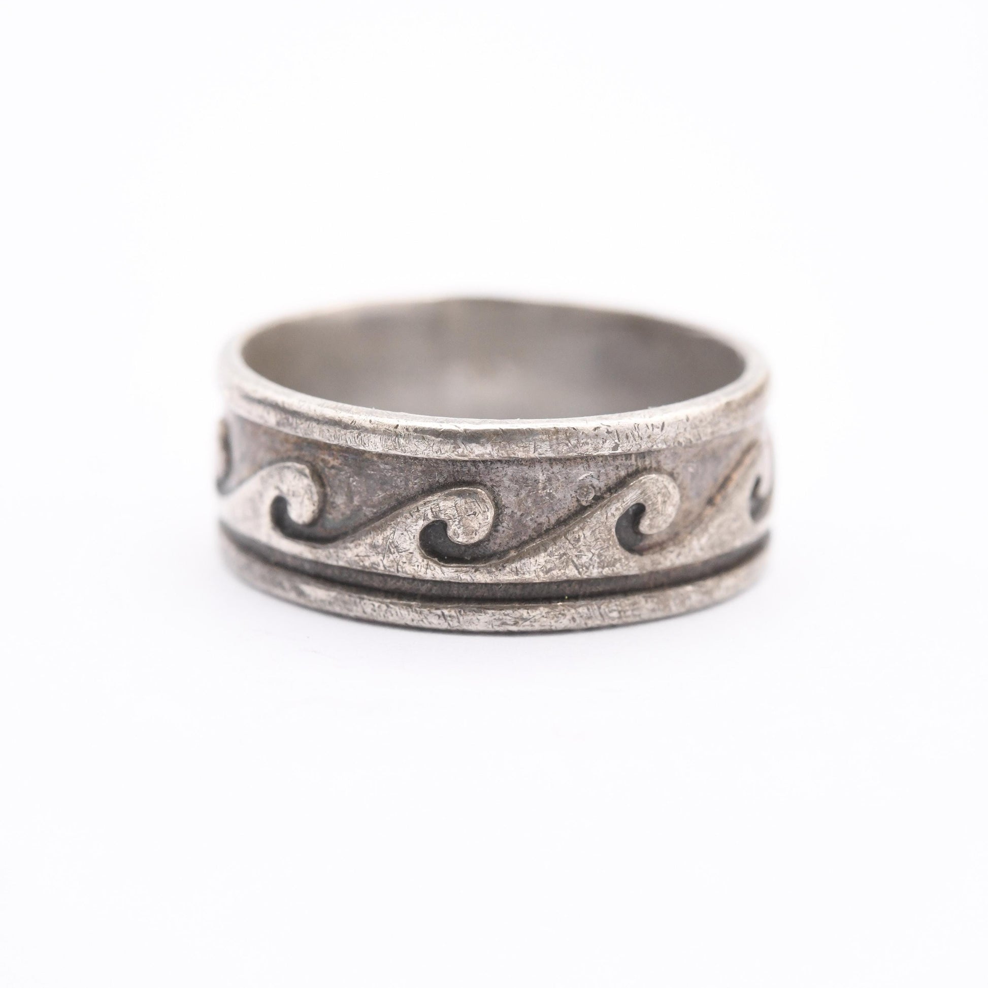 Vintage Silver Wave Form Ring - Wave Pattern Band | UK Size - O 1/2 | US Size - 7 3/4