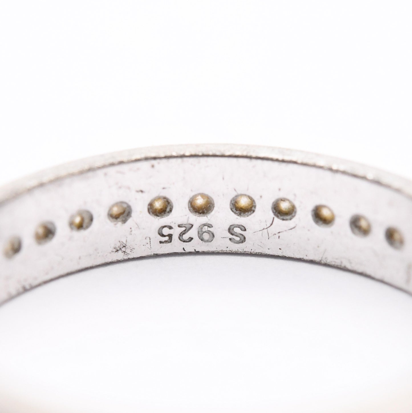 Vintage Sterling Silver and CZ Eternity Band Ring - Sparkly Clear Stones | Flush Pavé Band | UK Size - P | US Size - 8