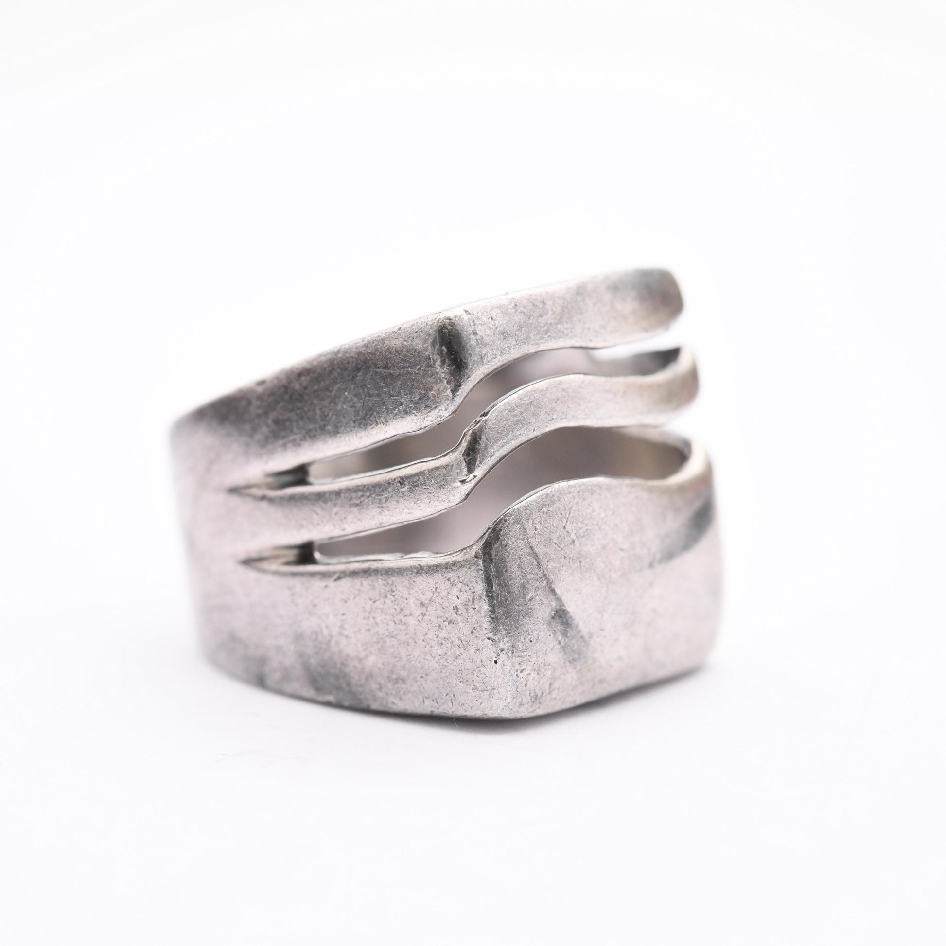 Vintage Sterling Silver Signet Ring - Chunky | Modernist Style | UK Size - N | US Size - 7