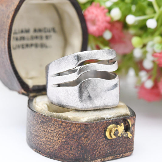 Vintage Sterling Silver Signet Ring - Chunky | Modernist Style | UK Size - N | US Size - 7