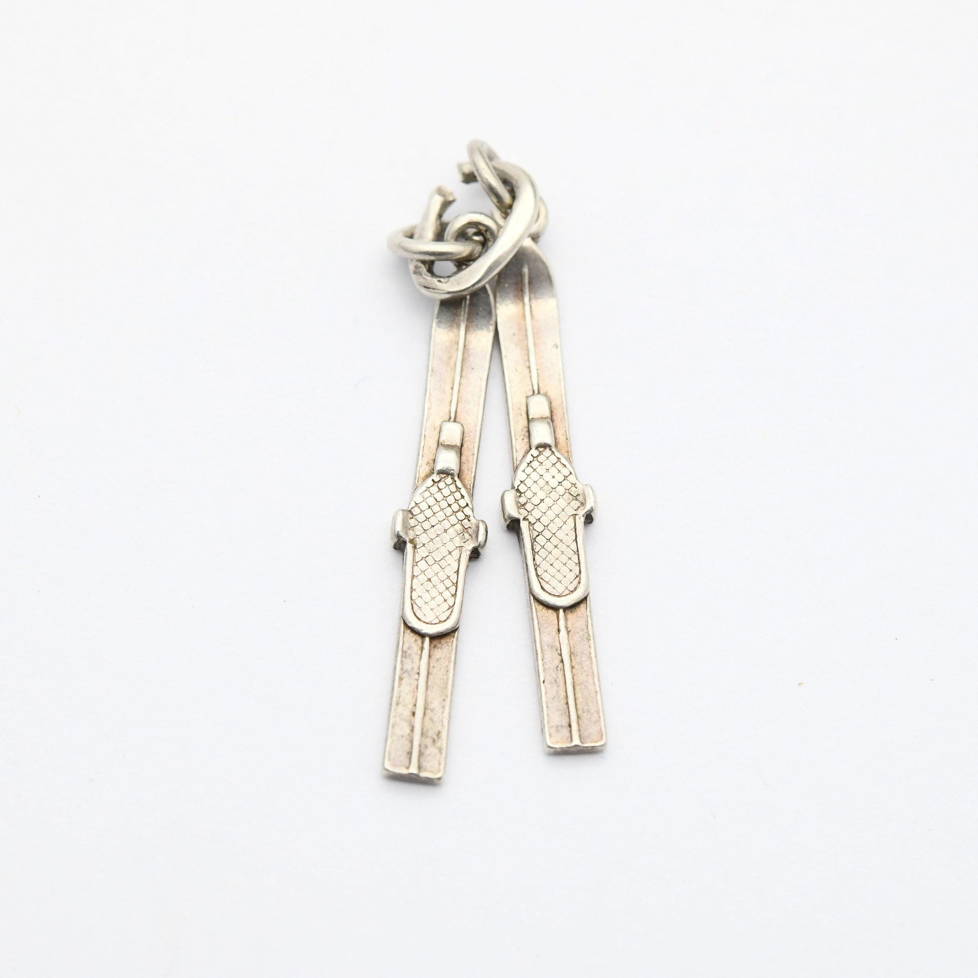 Vintage Sterling Silver Ski's Charm Pendant - Skiing | Ski | Snow Sport | Winter | Gift for Charm Bracelet