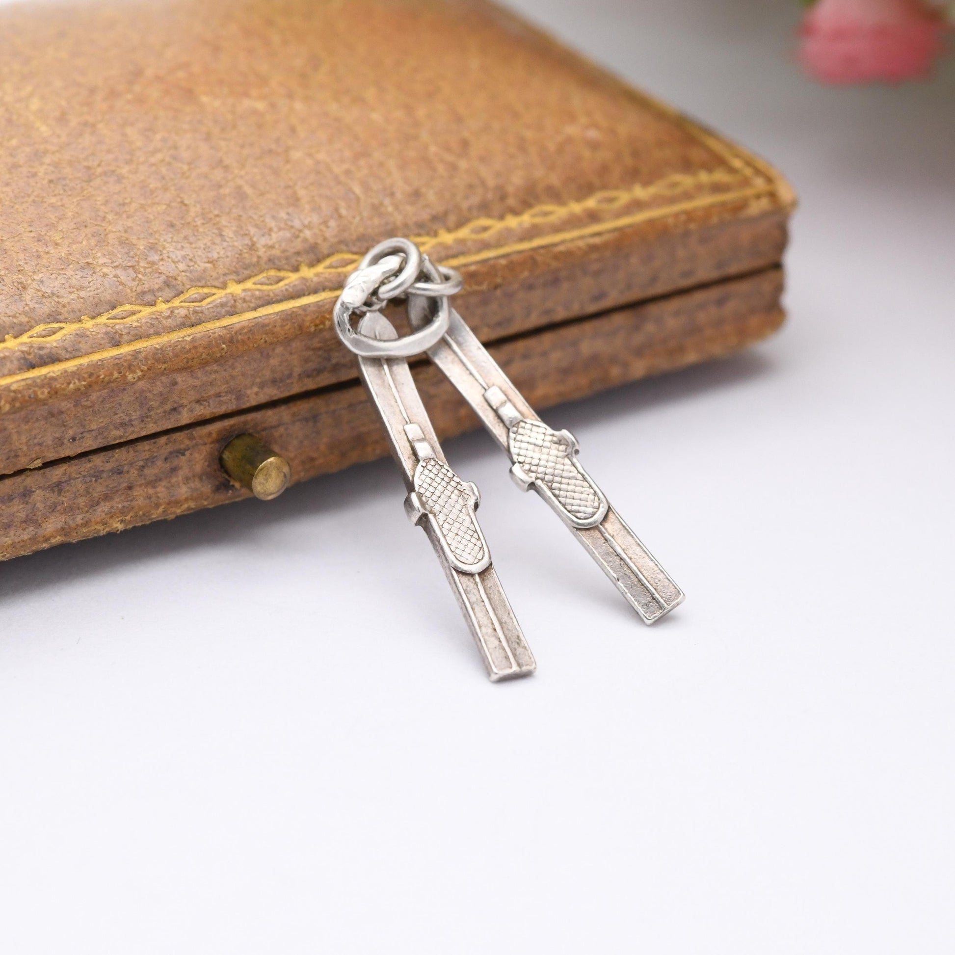 Vintage Sterling Silver Ski's Charm Pendant - Skiing | Ski | Snow Sport | Winter | Gift for Charm Bracelet