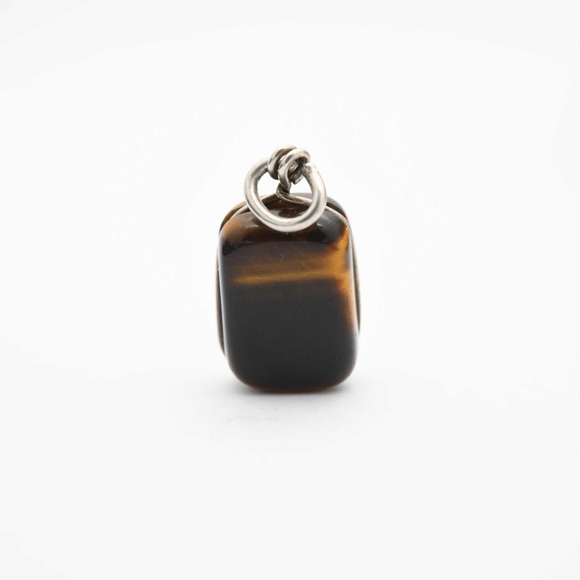 Vintage Sterling Silver Brown Banded Agate Pendant - Pretty Little Gemstone | Cabochon | Gift for Charm Pendant Bracelet Necklace