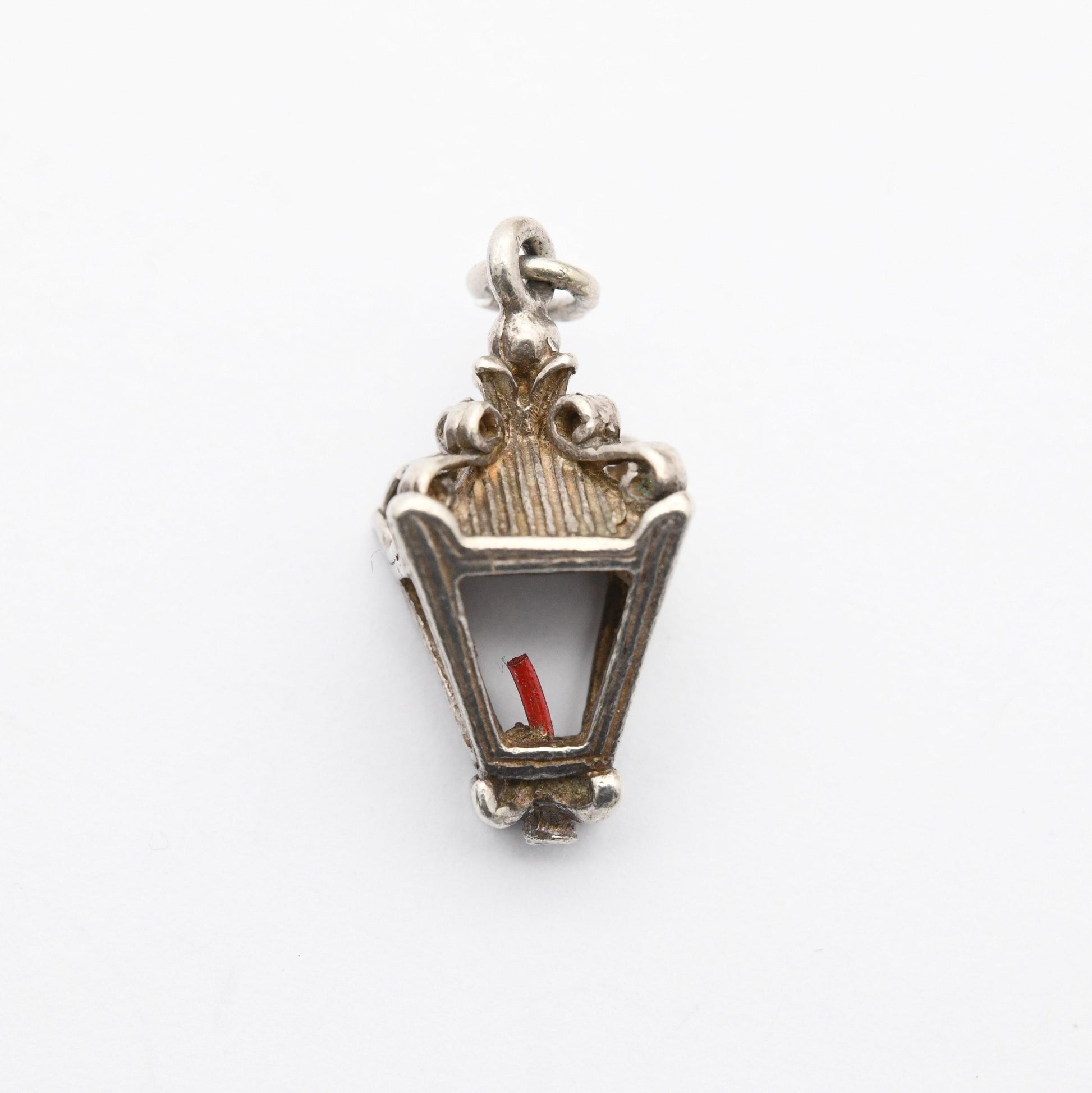 Vintage Sterling Silver Hanging Lamp Charm Pendant - Old Fashioned Lamp | Victorian Light | Gift for Charm Bracelet Necklace