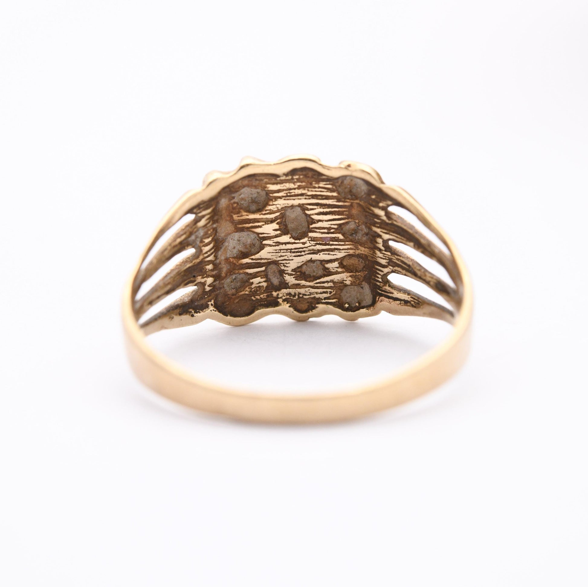 Vintage 9ct Gold Nugget Ring 1990 - Gift for Him | UK Size - W | US Size - 11 1/4