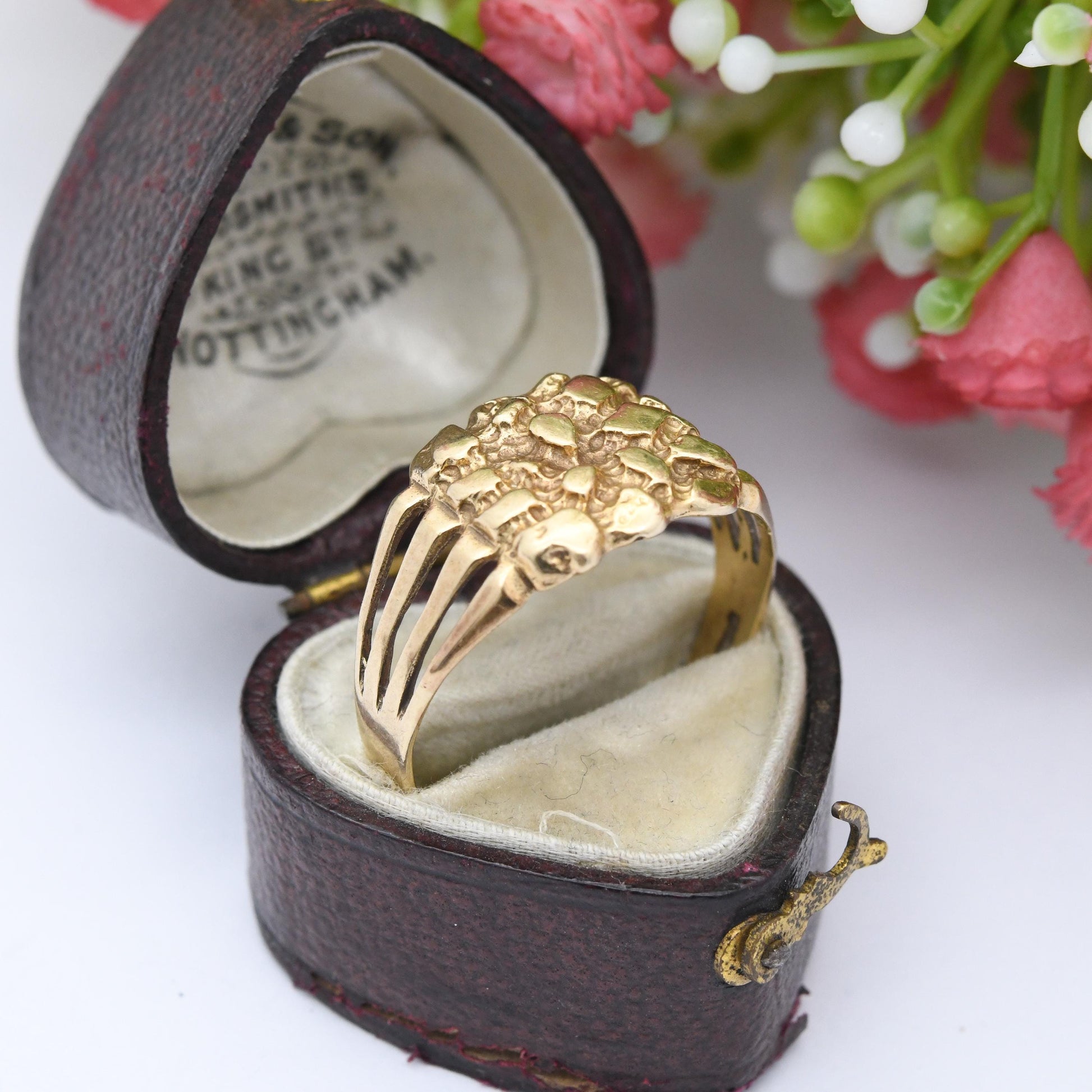 Vintage 9ct Gold Nugget Ring 1990 - Gift for Him | UK Size - W | US Size - 11 1/4