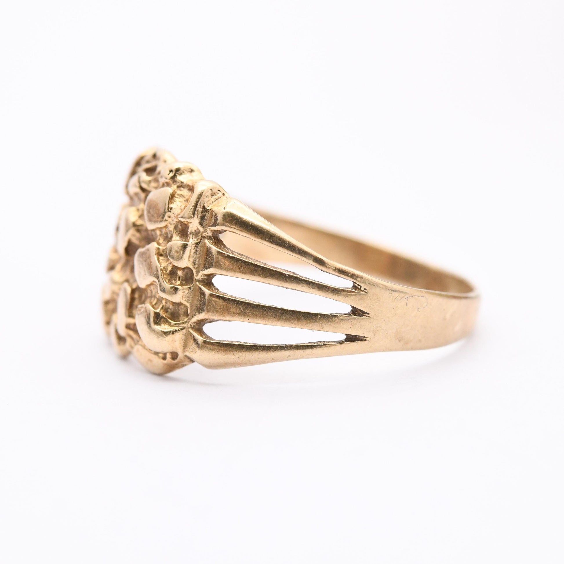 Vintage 9ct Gold Nugget Ring 1990 - Gift for Him | UK Size - W | US Size - 11 1/4