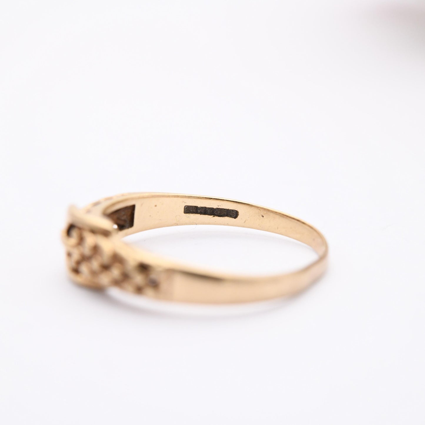 Vintage 9ct Gold Belt Buckle Ring 1990 - Unisex Gold Ring Gift | UK Size - R | US Size - 9