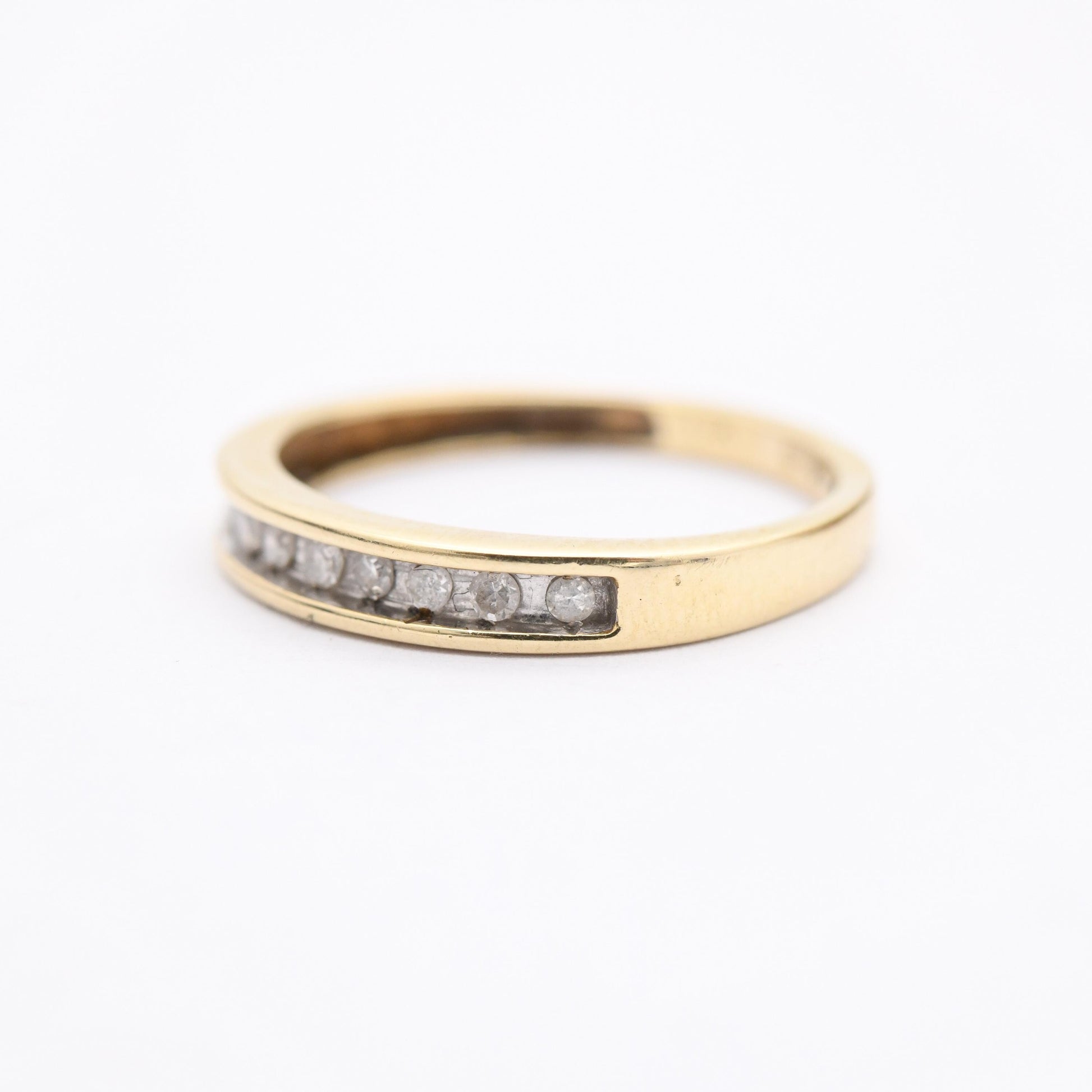 Vintage 9ct Gold Diamond Half Eternity Ring - Wedding Band Stacking Gift | UK Size - M | US Size - 6 1/2