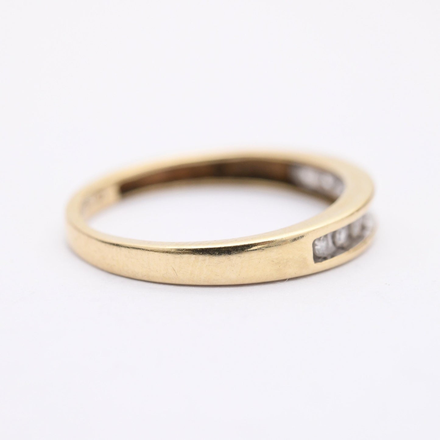 Vintage 9ct Gold Diamond Half Eternity Ring - Wedding Band Stacking Gift | UK Size - M | US Size - 6 1/2