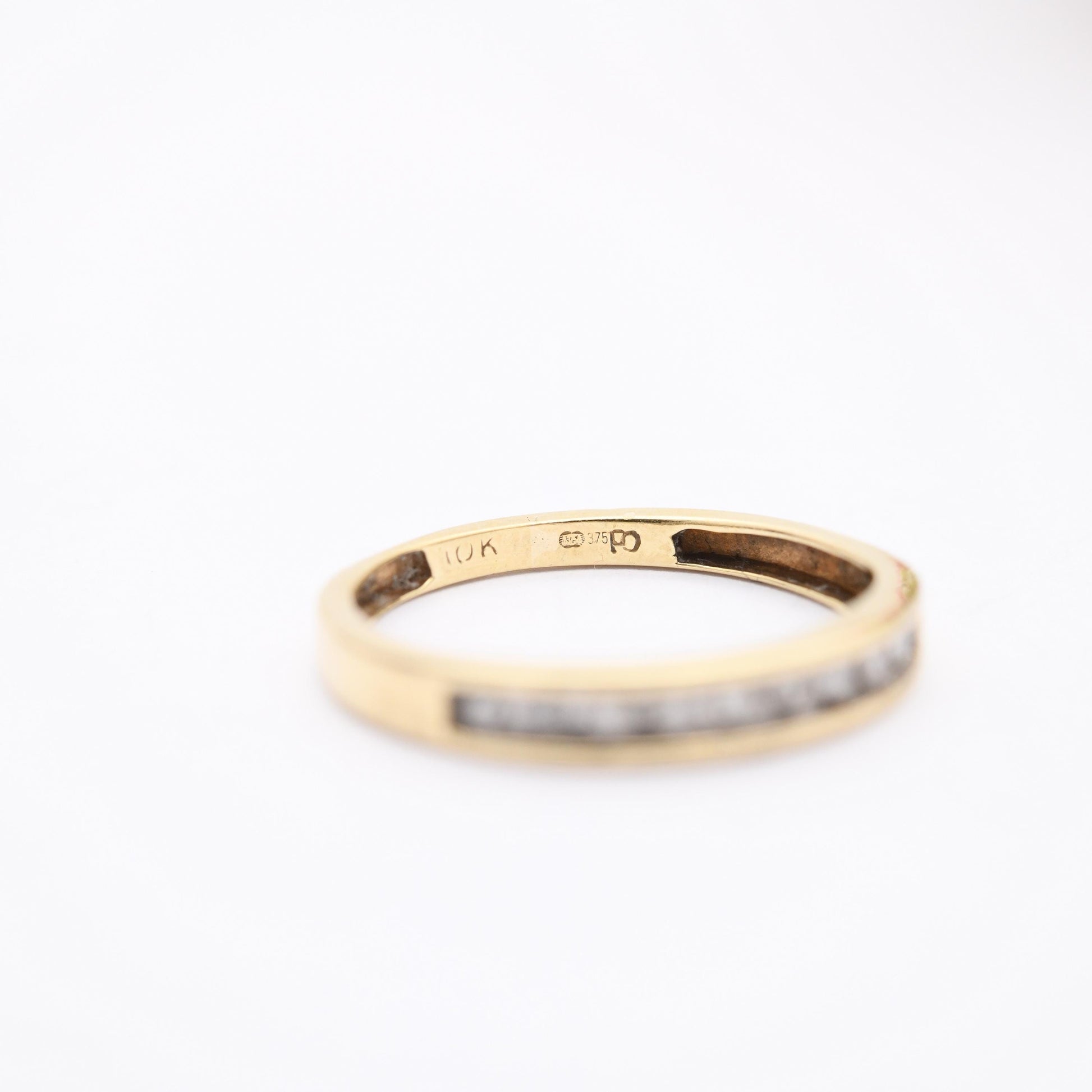 Vintage 9ct Gold Diamond Half Eternity Ring - Wedding Band Stacking Gift | UK Size - M | US Size - 6 1/2