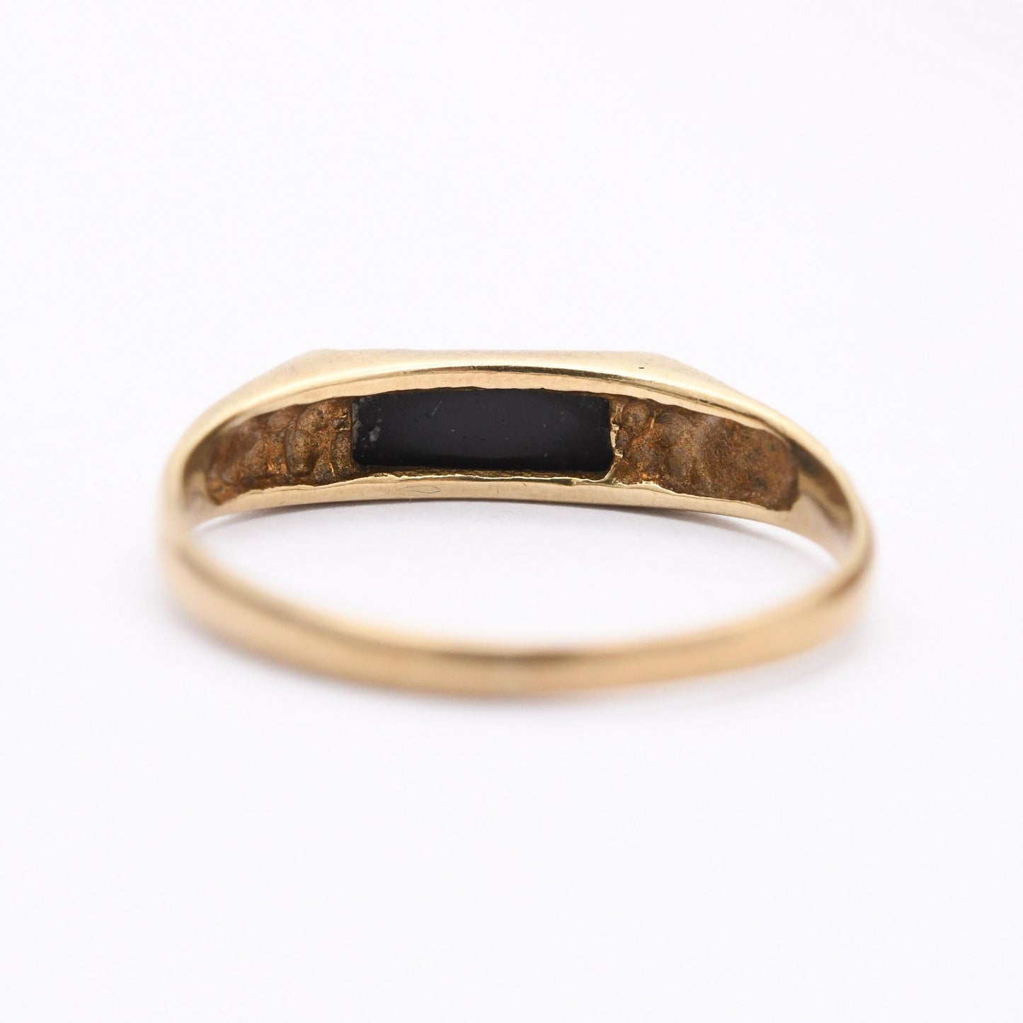 Vintage 9ct Gold Onyx Signet Ring 1988 - Unisex Yellow Gold and Black Gift for Him Her | UK Size - K 1/2 US Size - 6 3/4