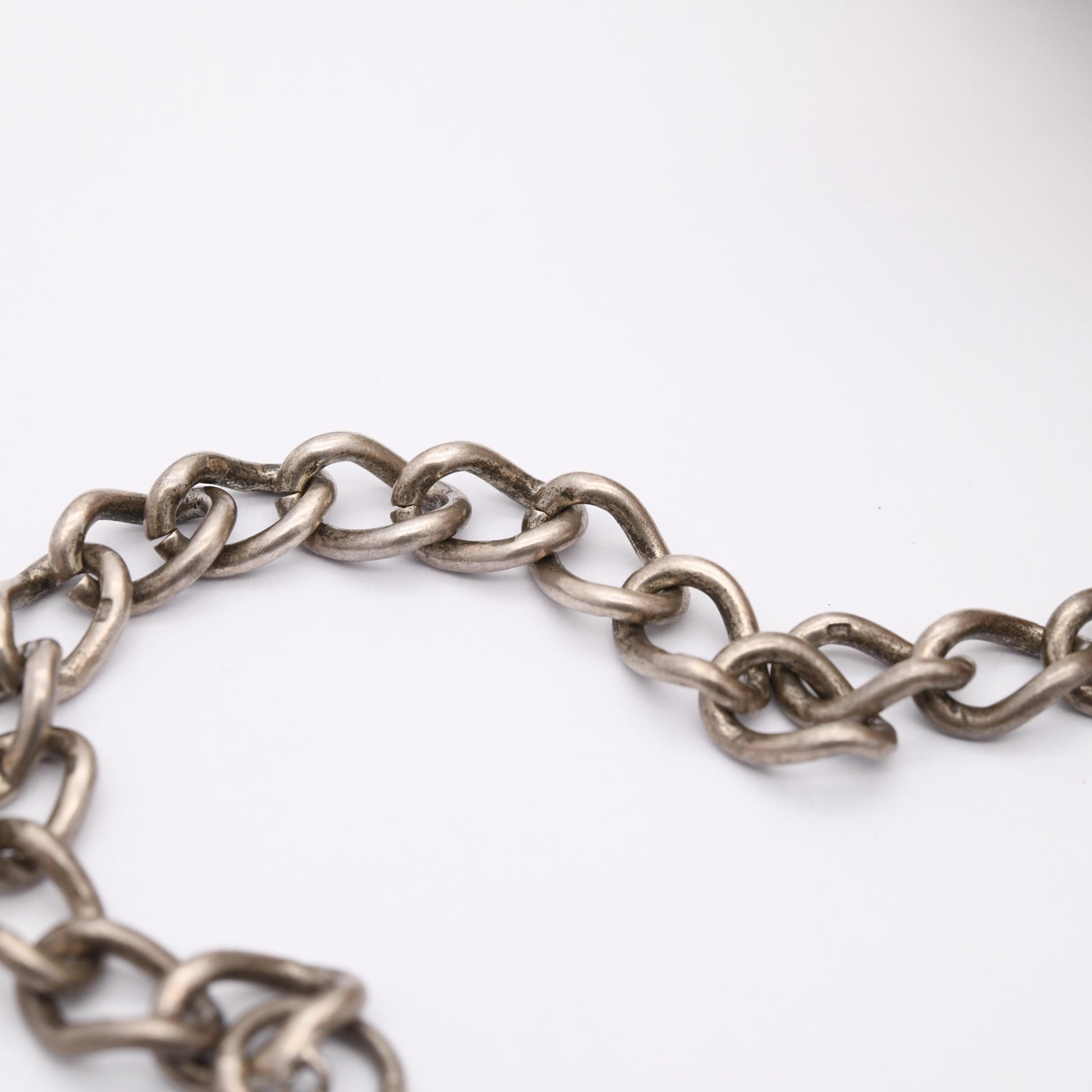 Vintage Sterling Silver Heart Padlock Clasp Chain Charm Bracelet - Chunky Curb Links with Safety Chain | Love Heart Clasp