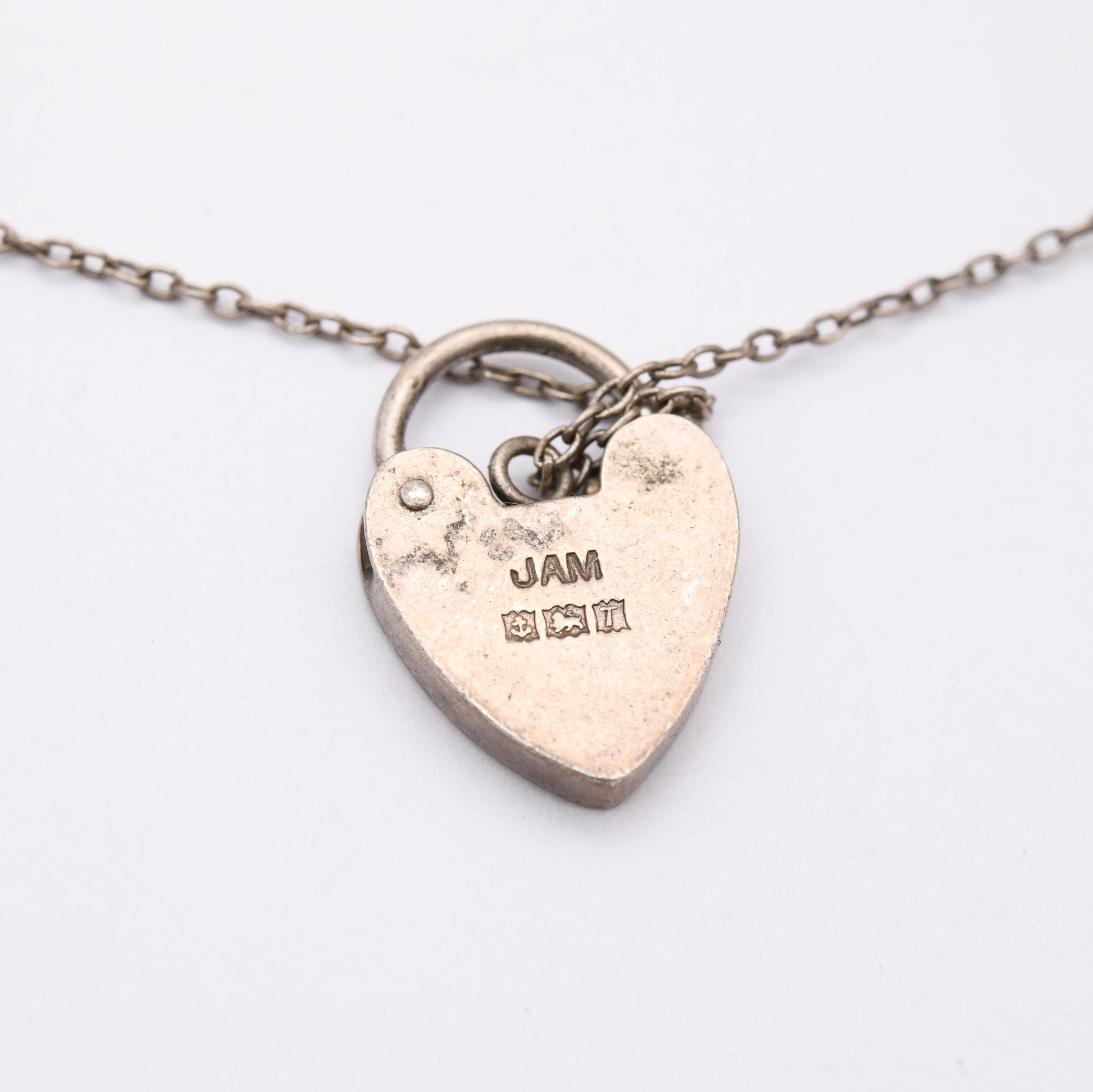 Vintage Sterling Silver Heart Padlock Clasp Chain Charm Bracelet - Chunky Curb Links with Safety Chain | Love Heart Clasp