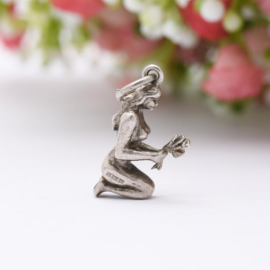 Vintage Sterling Silver Goddess Ceres Demeter Charm Pendant - Goddess of the Harvest, Fertility, and the Earth | Gift for Charm Bracelet