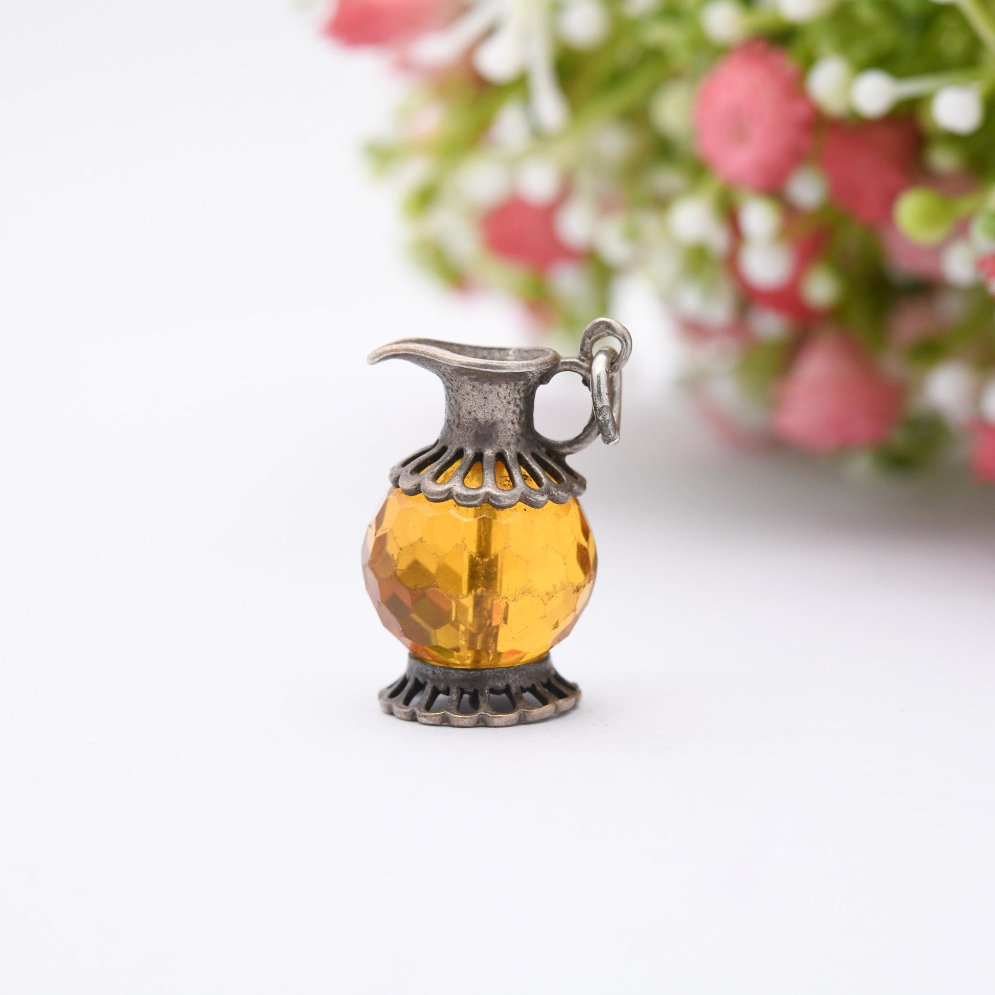 Vintage Sterling Silver Jug Charm Pendant - Decanter | Ornate Cut Out Design | Gift for Charm Bracelet
