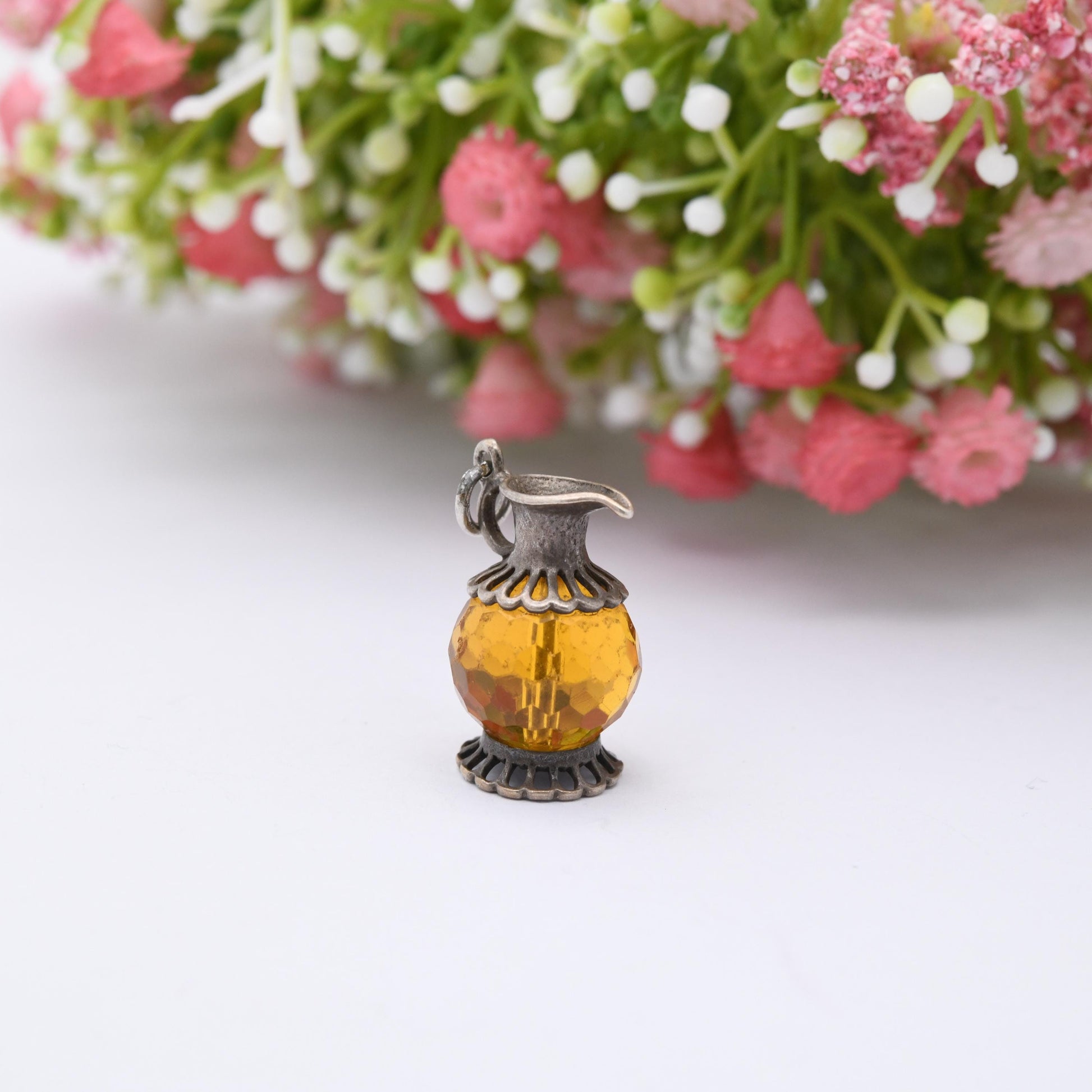 Vintage Sterling Silver Jug Charm Pendant - Decanter | Ornate Cut Out Design | Gift for Charm Bracelet