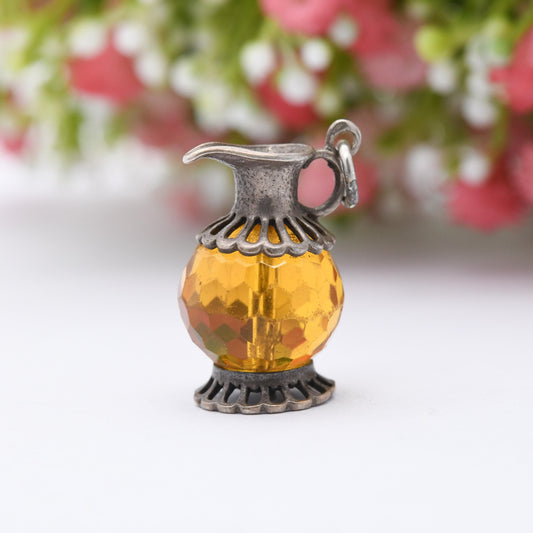 Vintage Sterling Silver Jug Charm Pendant - Decanter | Ornate Cut Out Design | Gift for Charm Bracelet