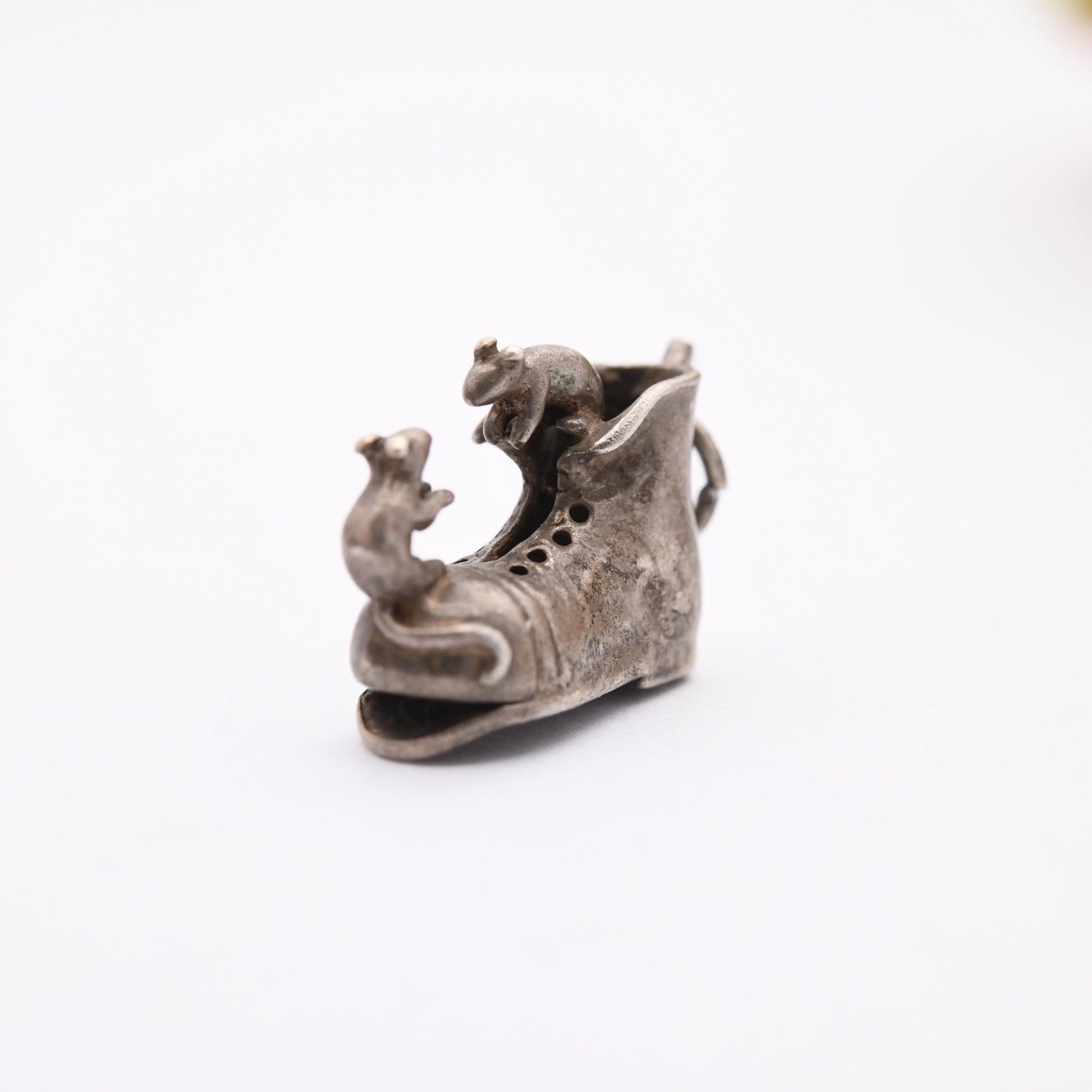 Vintage Sterling Silver Mice and Shoes Charm Pendant - Charming | Old Shoe | Fairytale | Folktale | Gift for Charm Bracelet