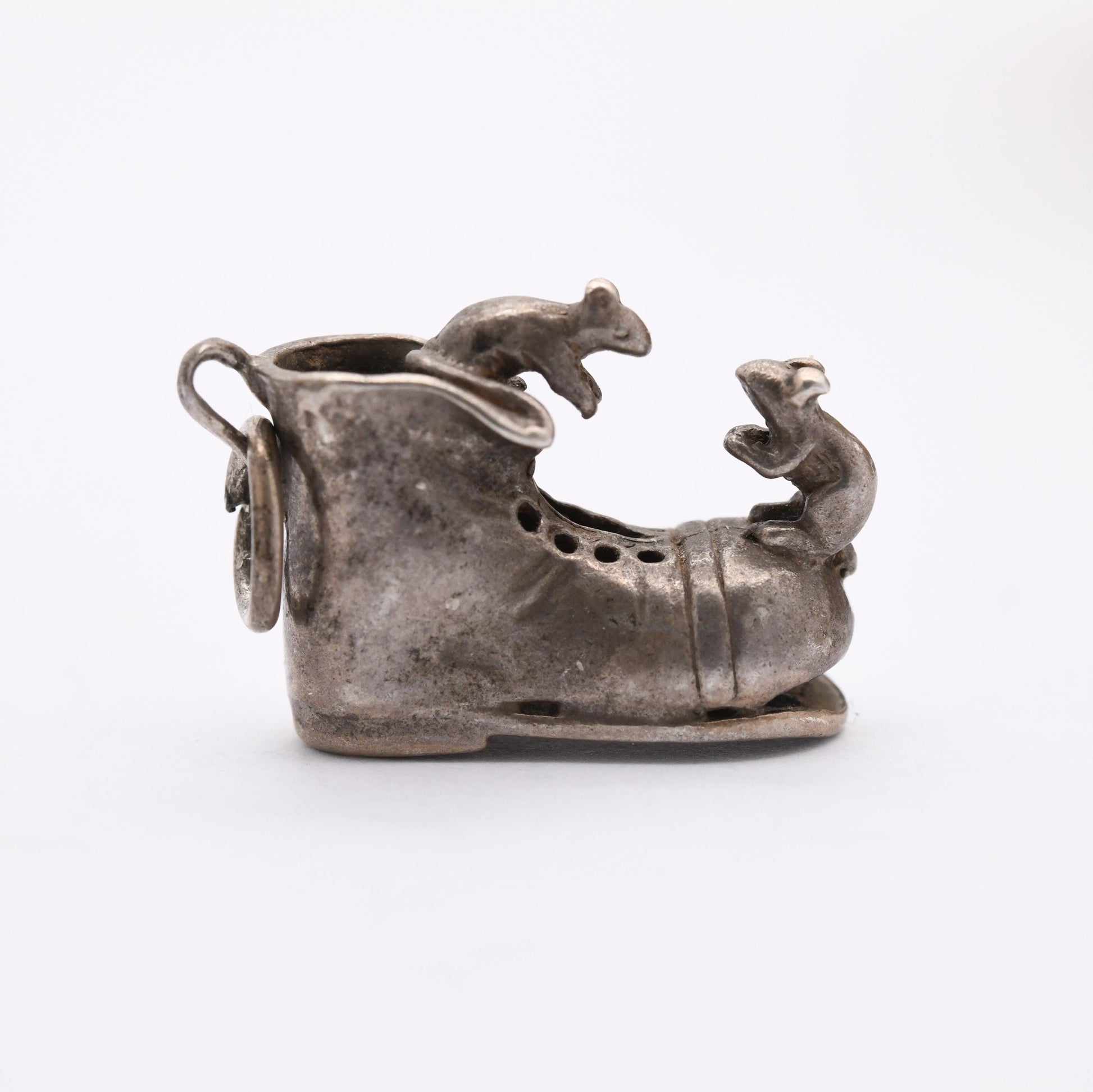 Vintage Sterling Silver Mice and Shoes Charm Pendant - Charming | Old Shoe | Fairytale | Folktale | Gift for Charm Bracelet