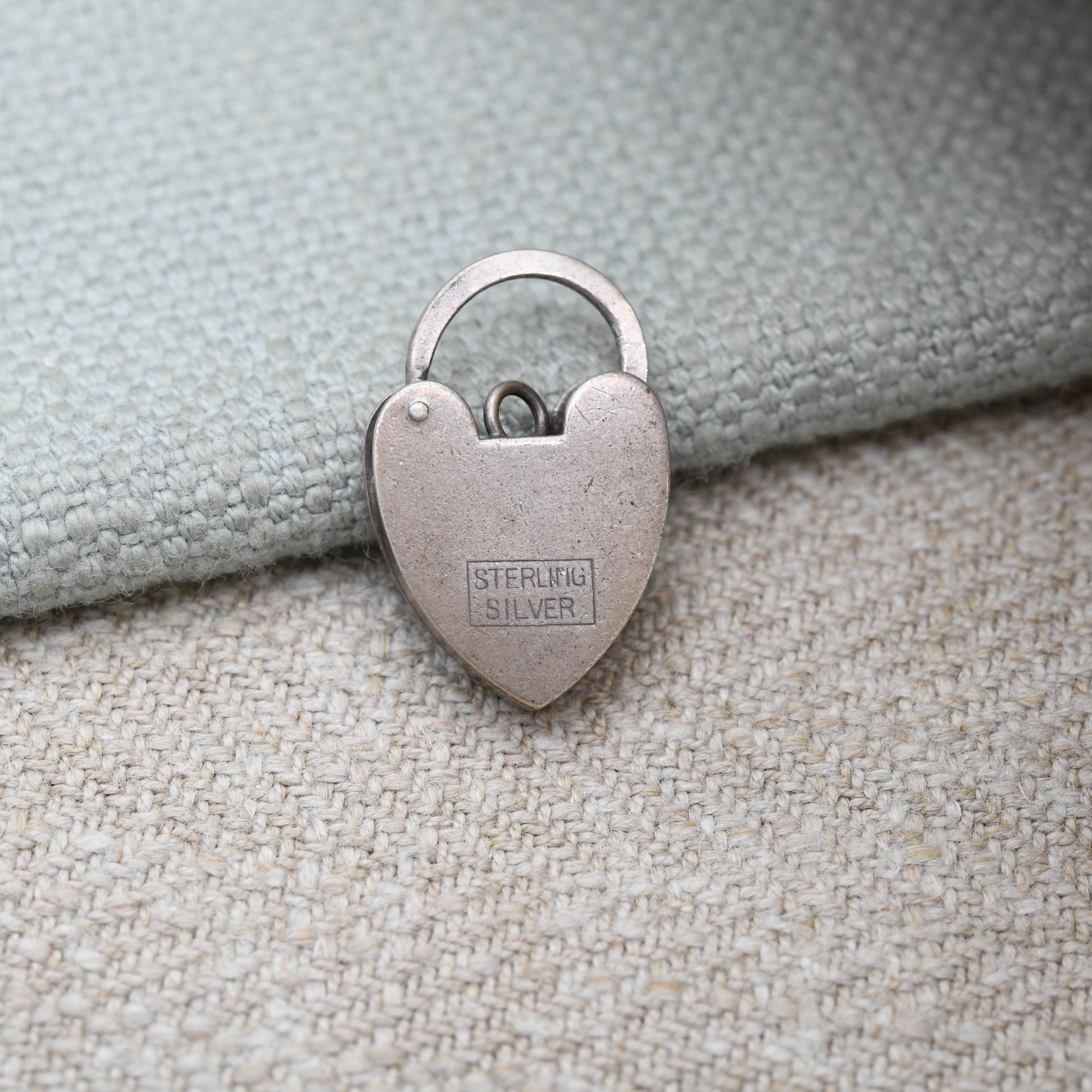Vintage Sterling Silver Padlock Heart Clasp - Mid-Century Charm Pendant | Love Heart | Opening Charm Bracelet Clasp