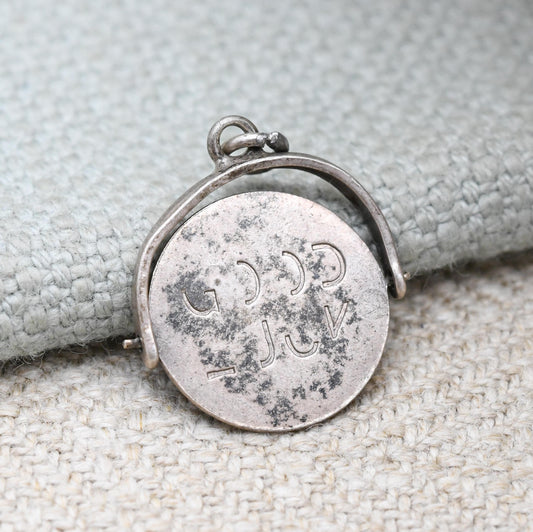 Vintage Sterling Silver Good Luck Spinning Charm Pendant - Spinner Fob | Lucky Charm | Gift for Charm Bracelet Necklace