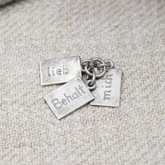 Vintage Sterling Silver German Love Charm Pendant - Keep Me Dear | Love Me | Behalte Mich Lieb | Souvenir Gift for Charm Bracelet