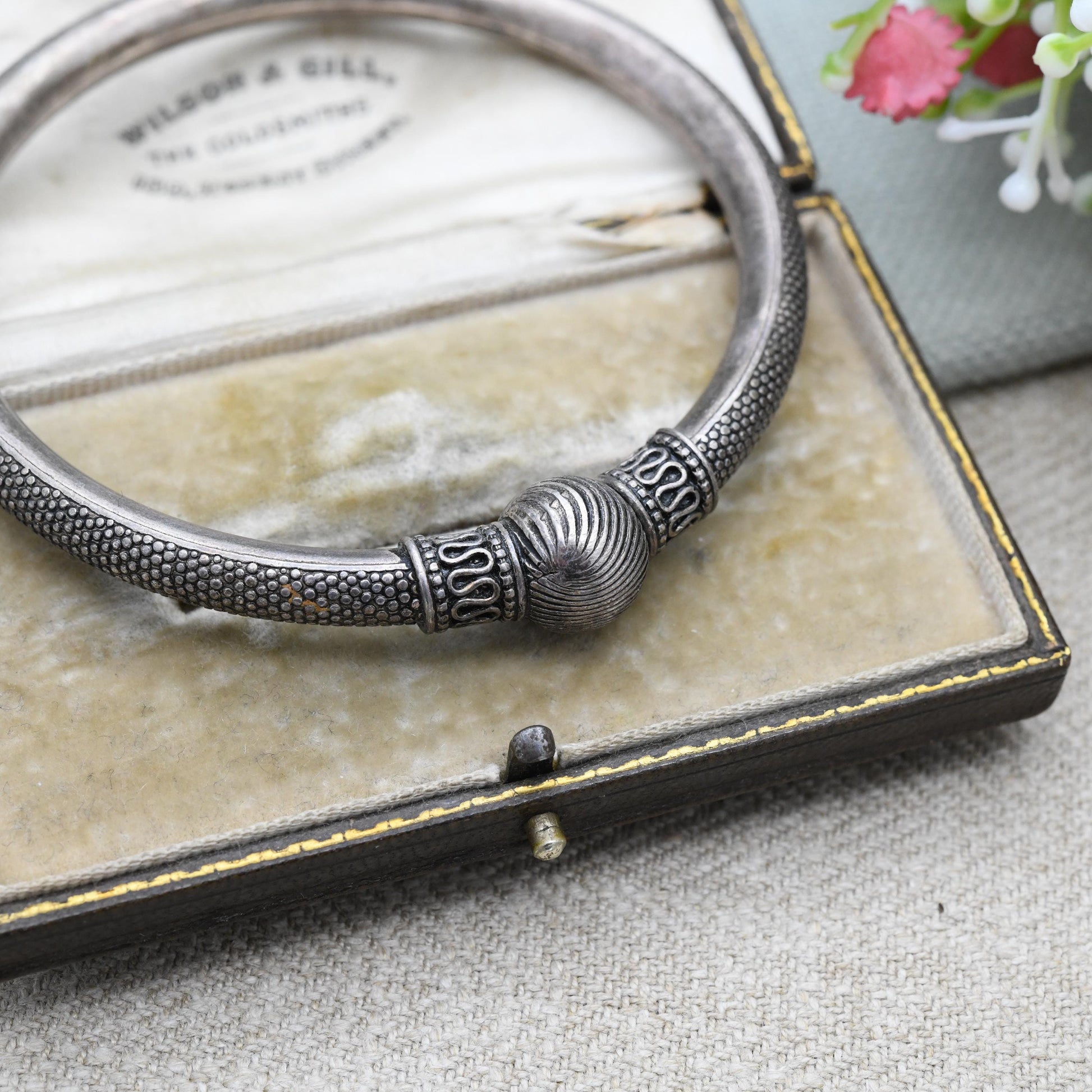 Vintage 800 Silver Kada Bangle Bracelet – Traditional South Asian Solid Silver Design | Indian Statement Jewellery | Unisex Piece