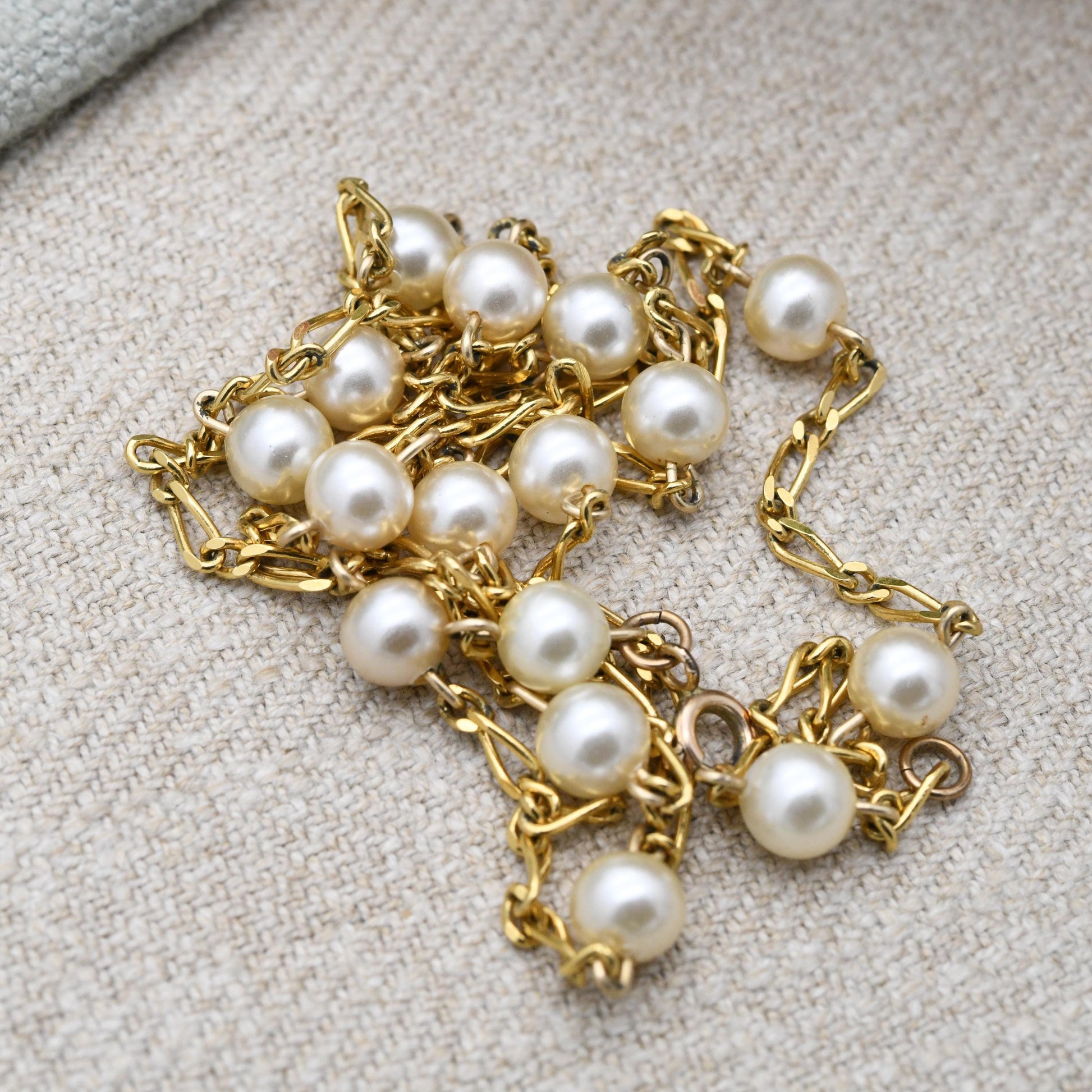 Vintage 14ct Gold Filled Faux Pearl Chain Necklace 24" | 60cm