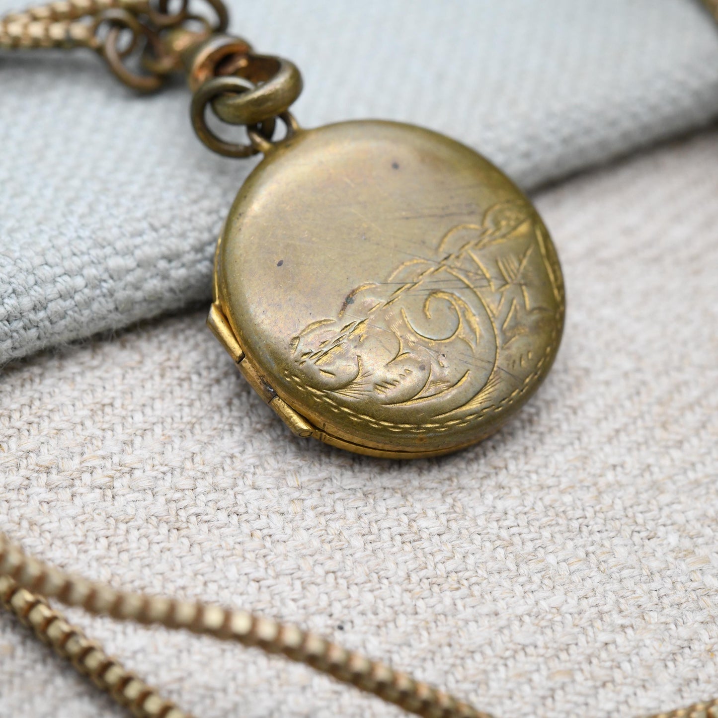 Antique Victorian Guard Chain Necklace with Locket and Dog Clip c. 1890s - Long Victorian Muff Chain with Photographs