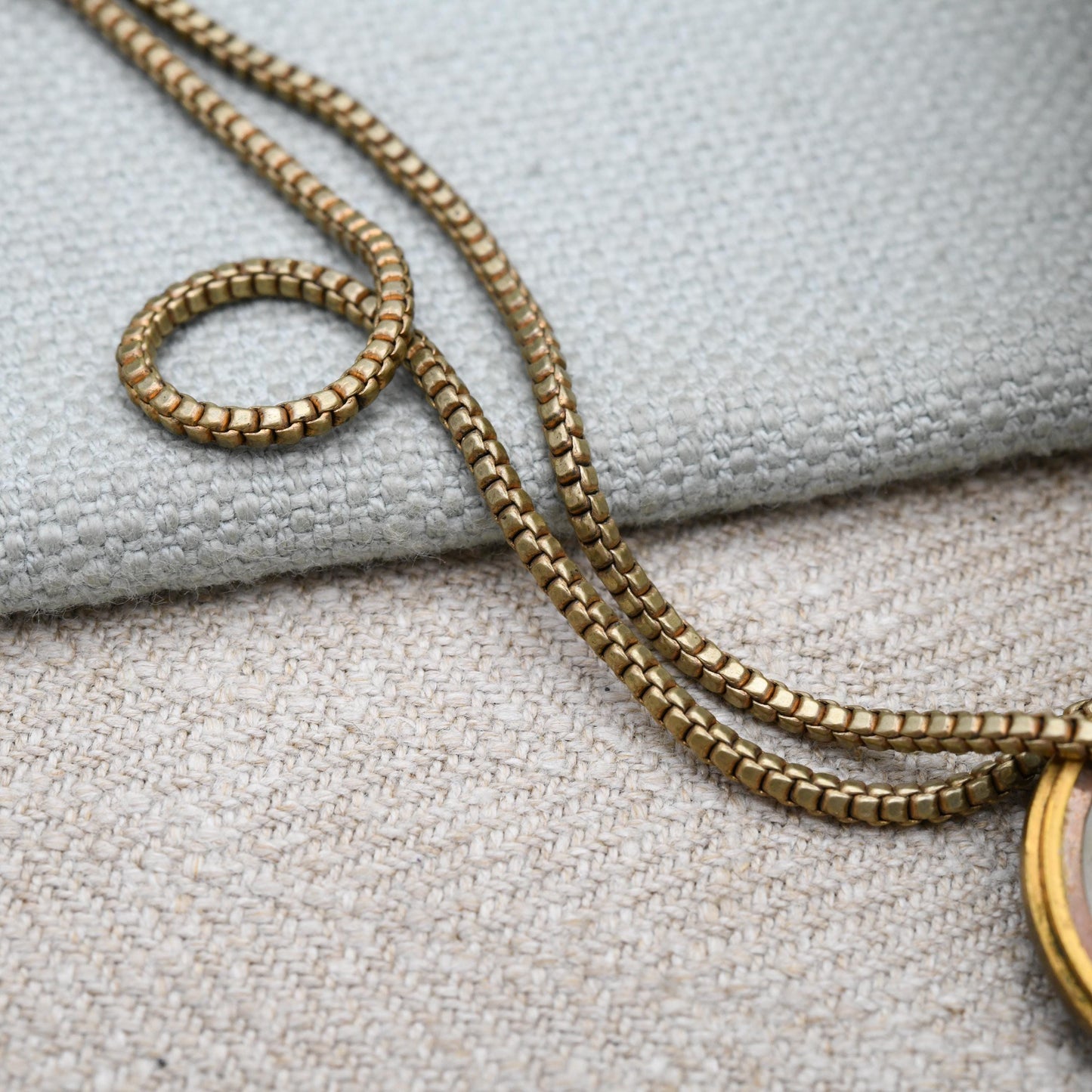 Antique Victorian Guard Chain Necklace with Locket and Dog Clip c. 1890s - Long Victorian Muff Chain with Photographs