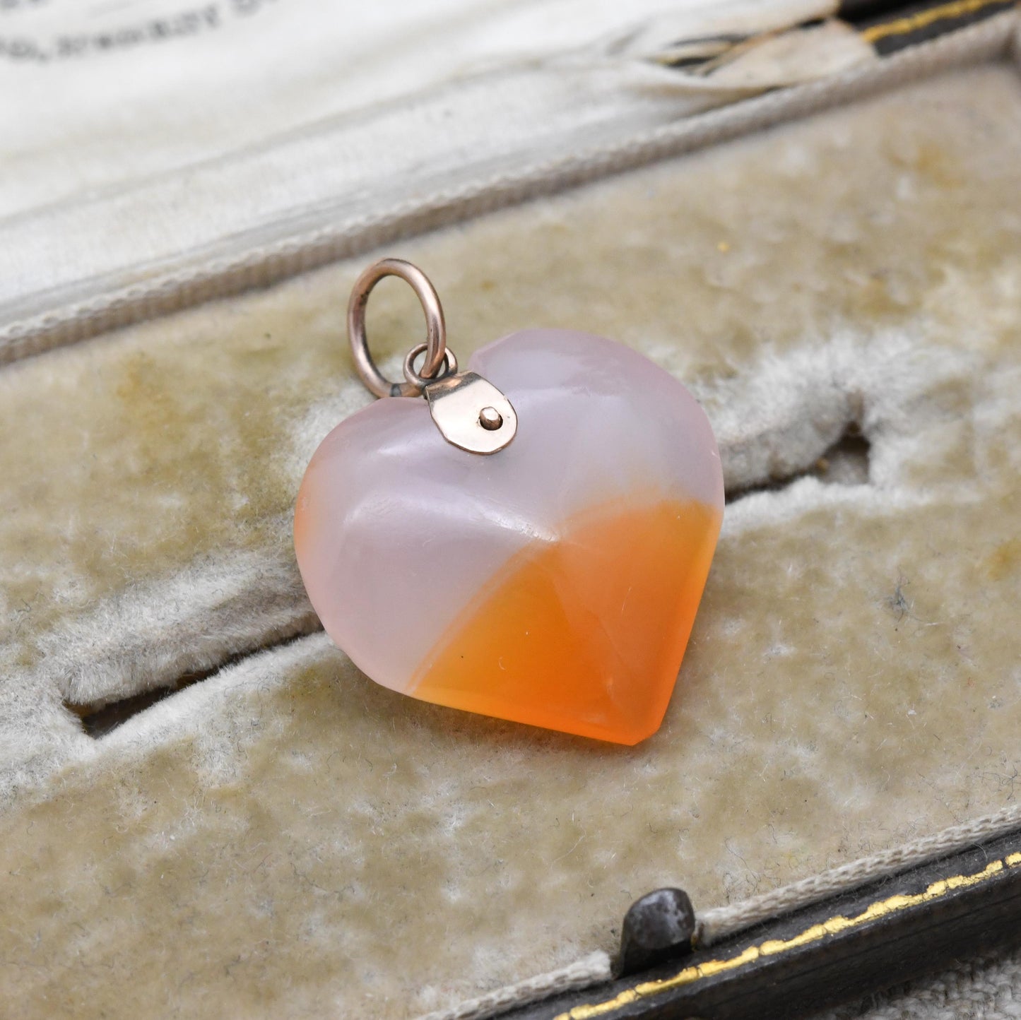 Antique Victorian Carnelian Heart Pendant 9ct Gold Bale c. 1880s - Hand Carved Gold Gemstone Charm Gift for Her