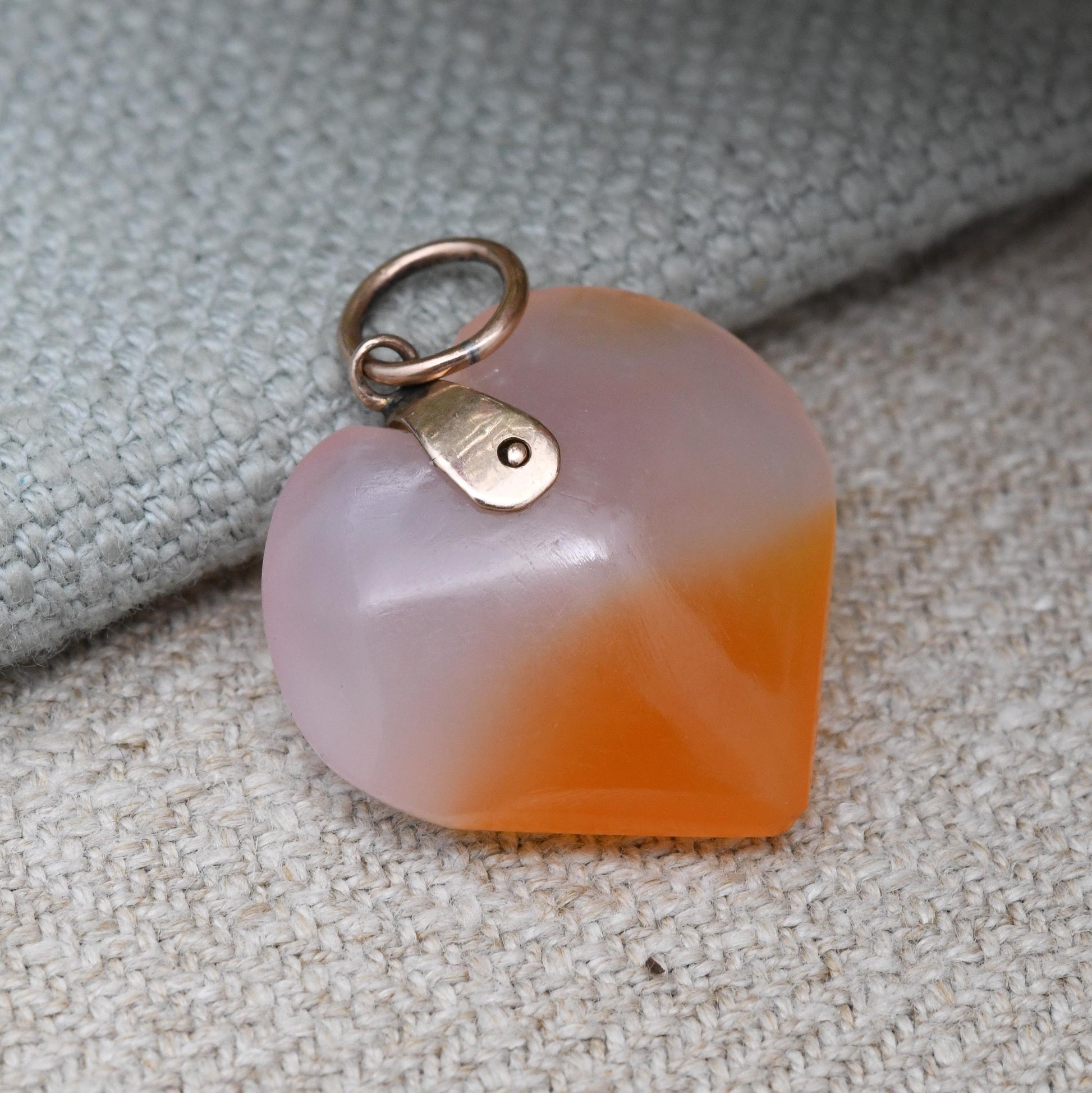 Antique Victorian Carnelian Heart Pendant 9ct Gold Bale c. 1880s - Hand Carved Gold Gemstone Charm Gift for Her