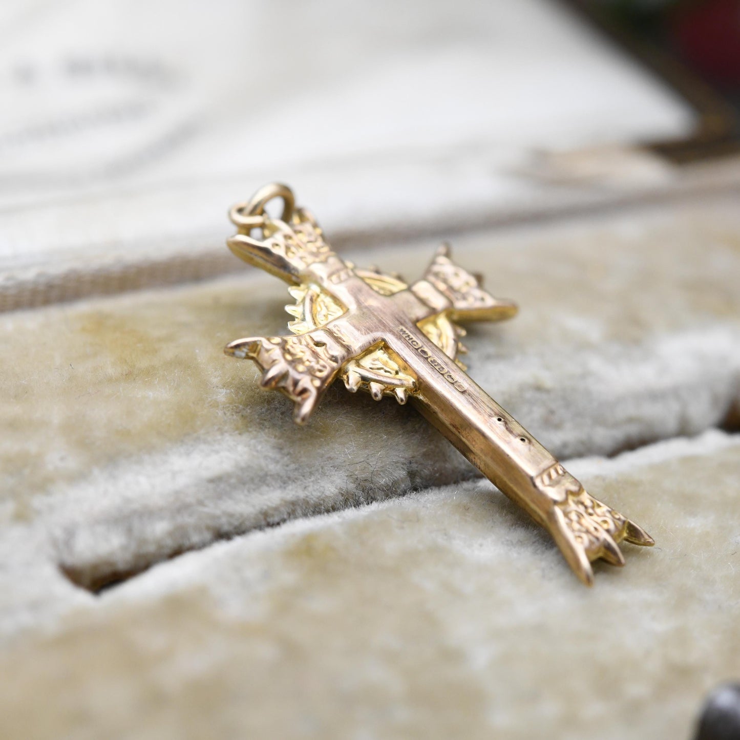 Vintage 9ct Gold Ringed Cross Pendant 1986 - Antique Style Celtic Cross Gold Christian Religious Necklace Gift for Christening Baptism
