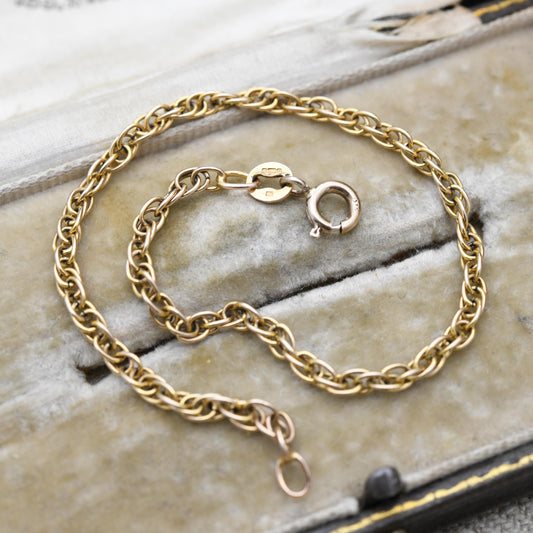 Vintage 9ct Gold Prince of Wales Link Chain Bracelet 1979 - Solid Yellow Gold Jewellery Gift | Unisex Everyday Bracelet | 7" 18cm Long