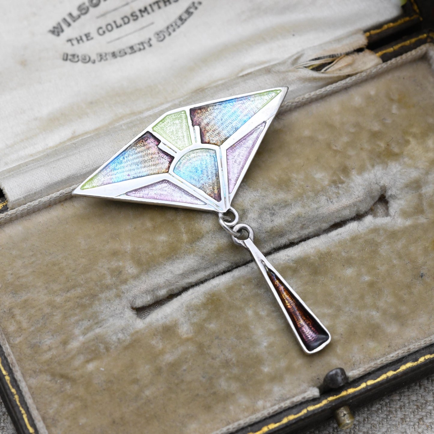 Vintage Pat Cheney Sterling Silver Enamel Brooch Pendant c. 1980s - Jugendstil Art Nouveau Style | Scottish Designer Jewellery