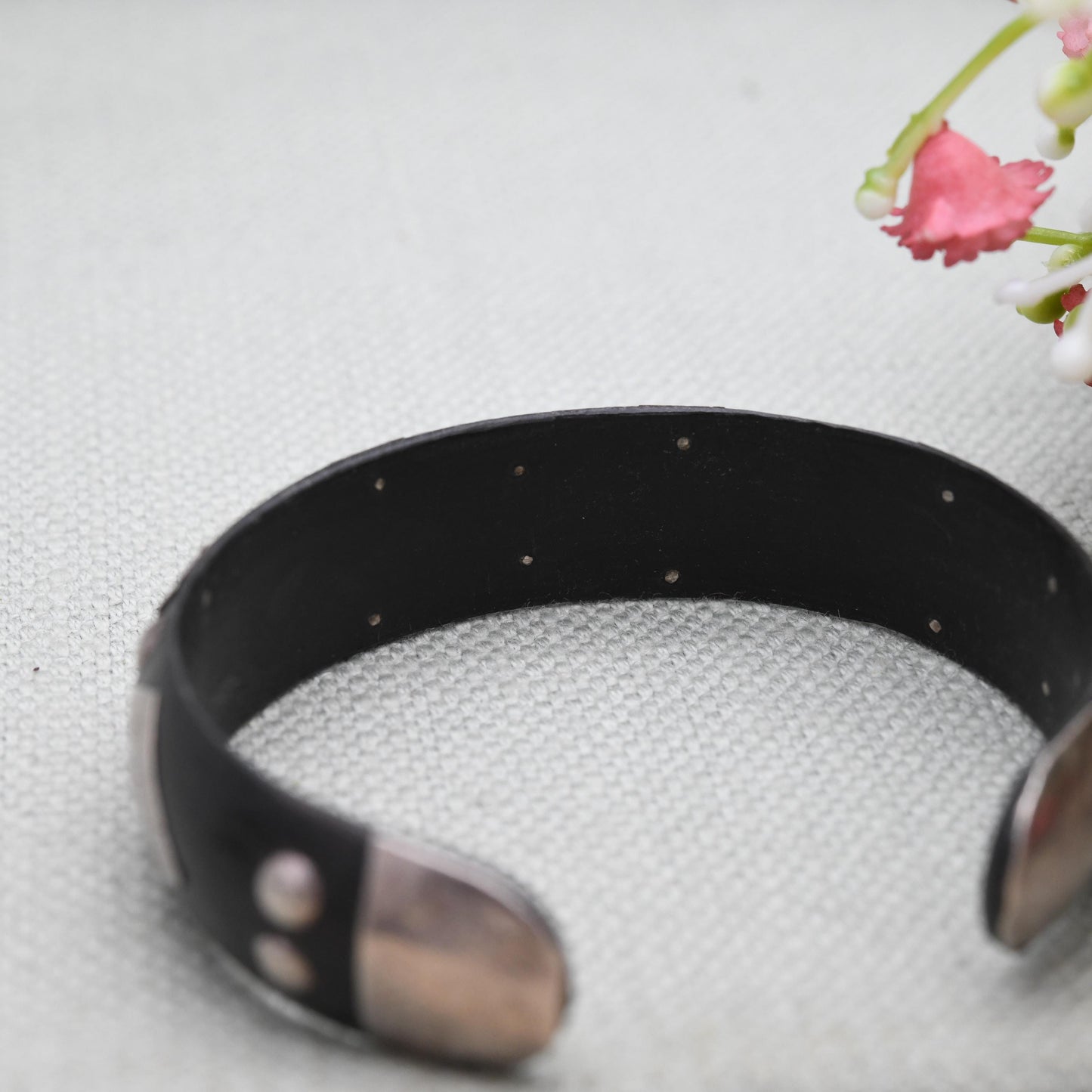 Antique African Silver and Ebony Cuff Bangle Bracelet - Tuareg Saharan Jewellery | Hand Engraved Design