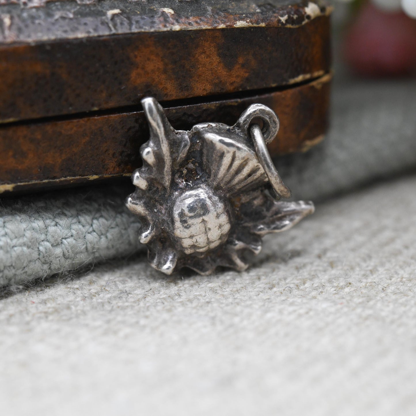 Vintage Sterling Silver Scottish Thistle Charm Pendant - Scotland | Flower of Scotland | Souvenir Gift for Charm Bracelet