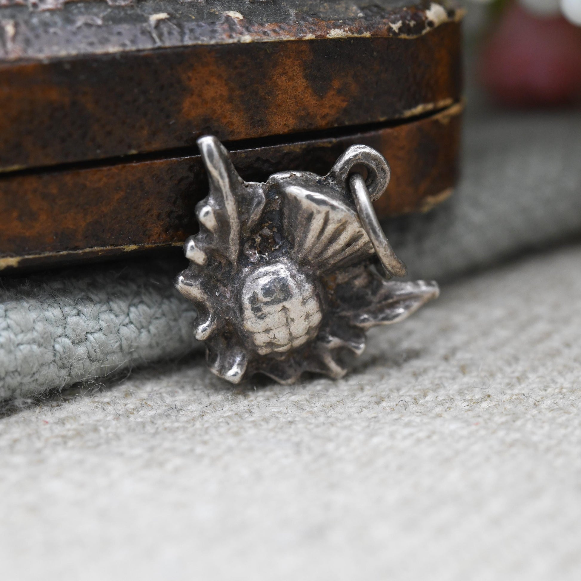 Vintage Sterling Silver Scottish Thistle Charm Pendant - Scotland | Flower of Scotland | Souvenir Gift for Charm Bracelet