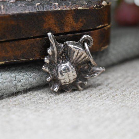 Vintage Sterling Silver Scottish Thistle Charm Pendant - Scotland | Flower of Scotland | Souvenir Gift for Charm Bracelet
