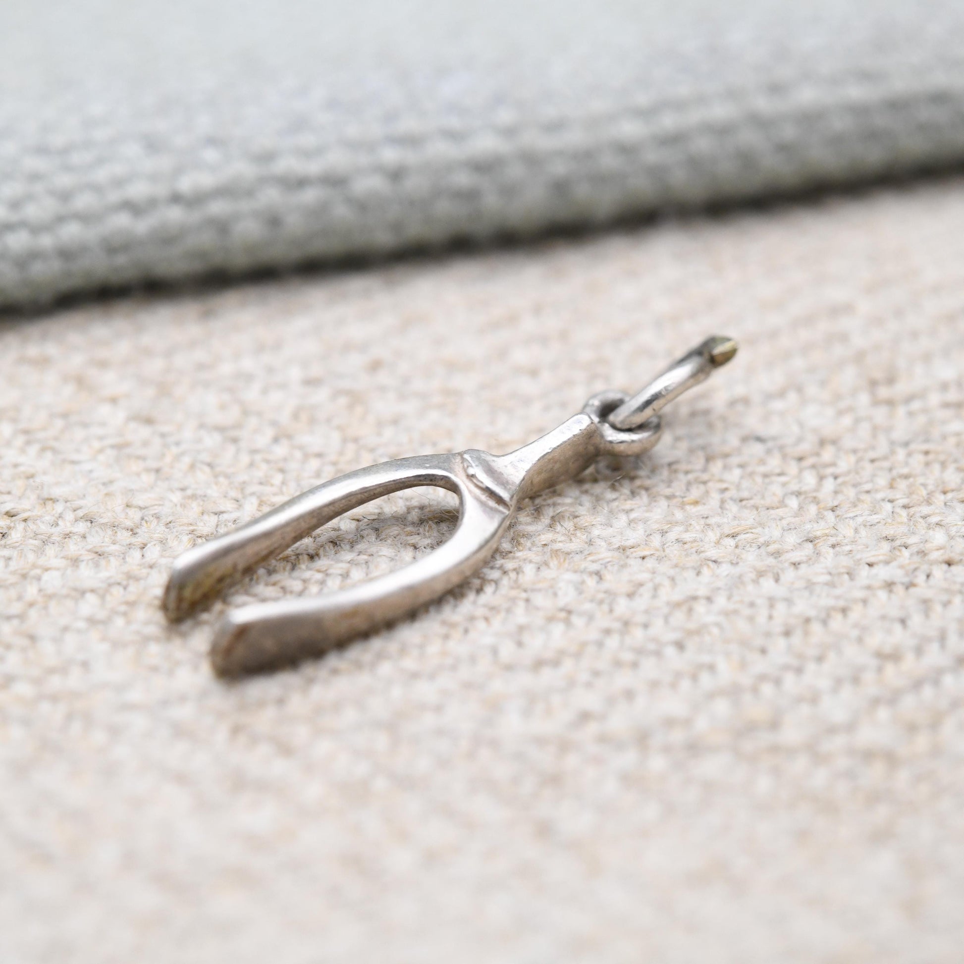 Vintage Sterling Silver Wishbone Charm Pendant - Food | Make a Wish | Lucky | Gift for Charm Bracelet